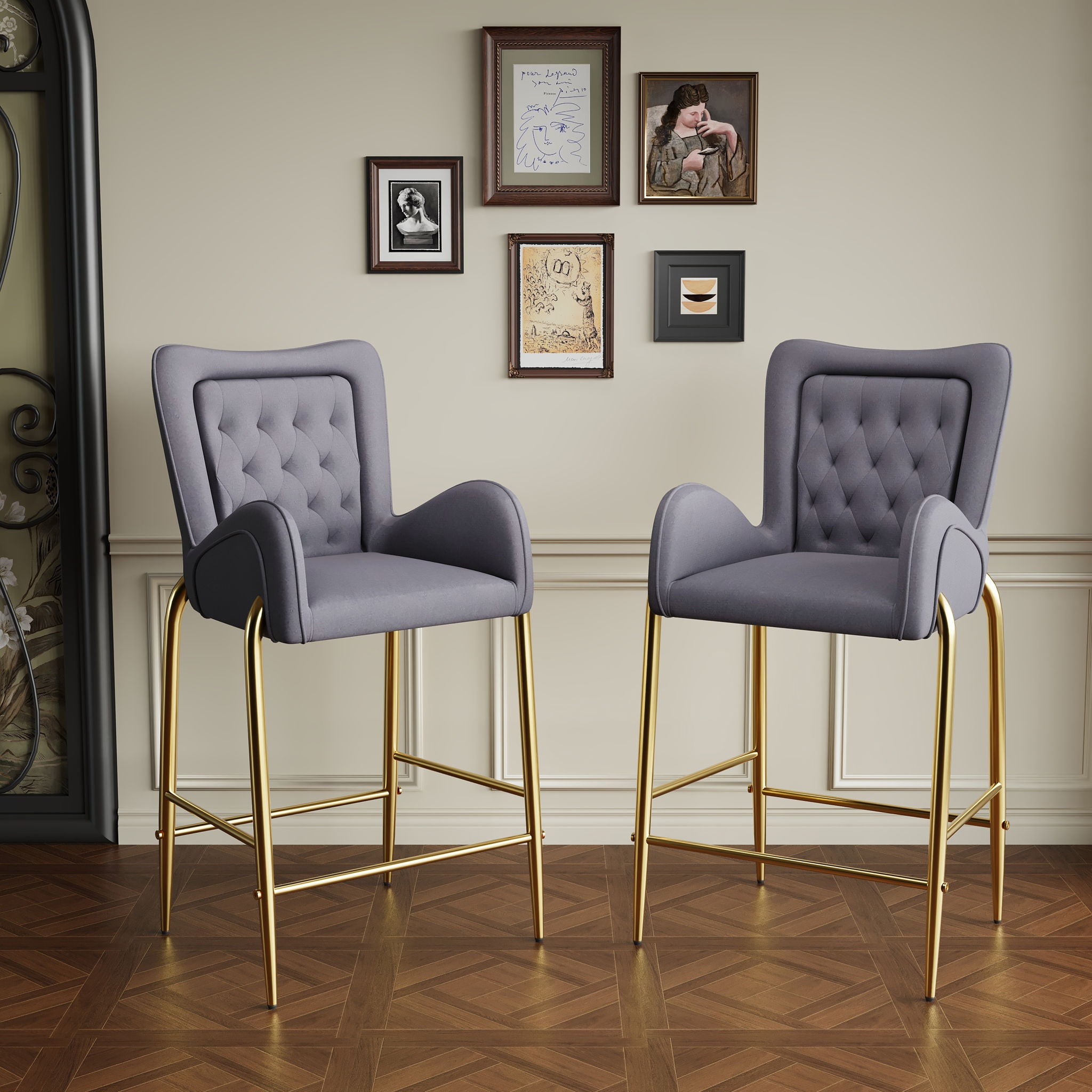 Fabric Counter Height Bar Stools (Set of 2)