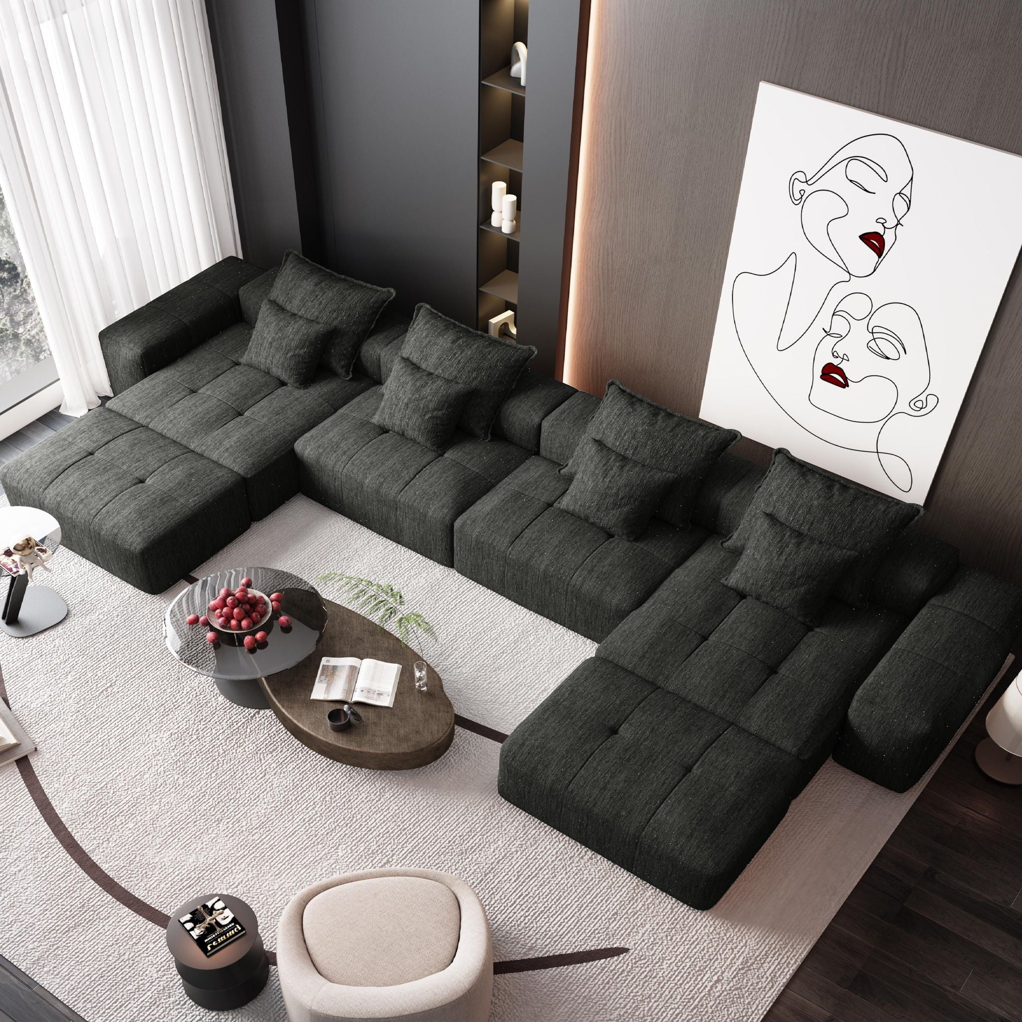 Modern Oversized Diy Combination, Modular Sectional Sofa With Pillows