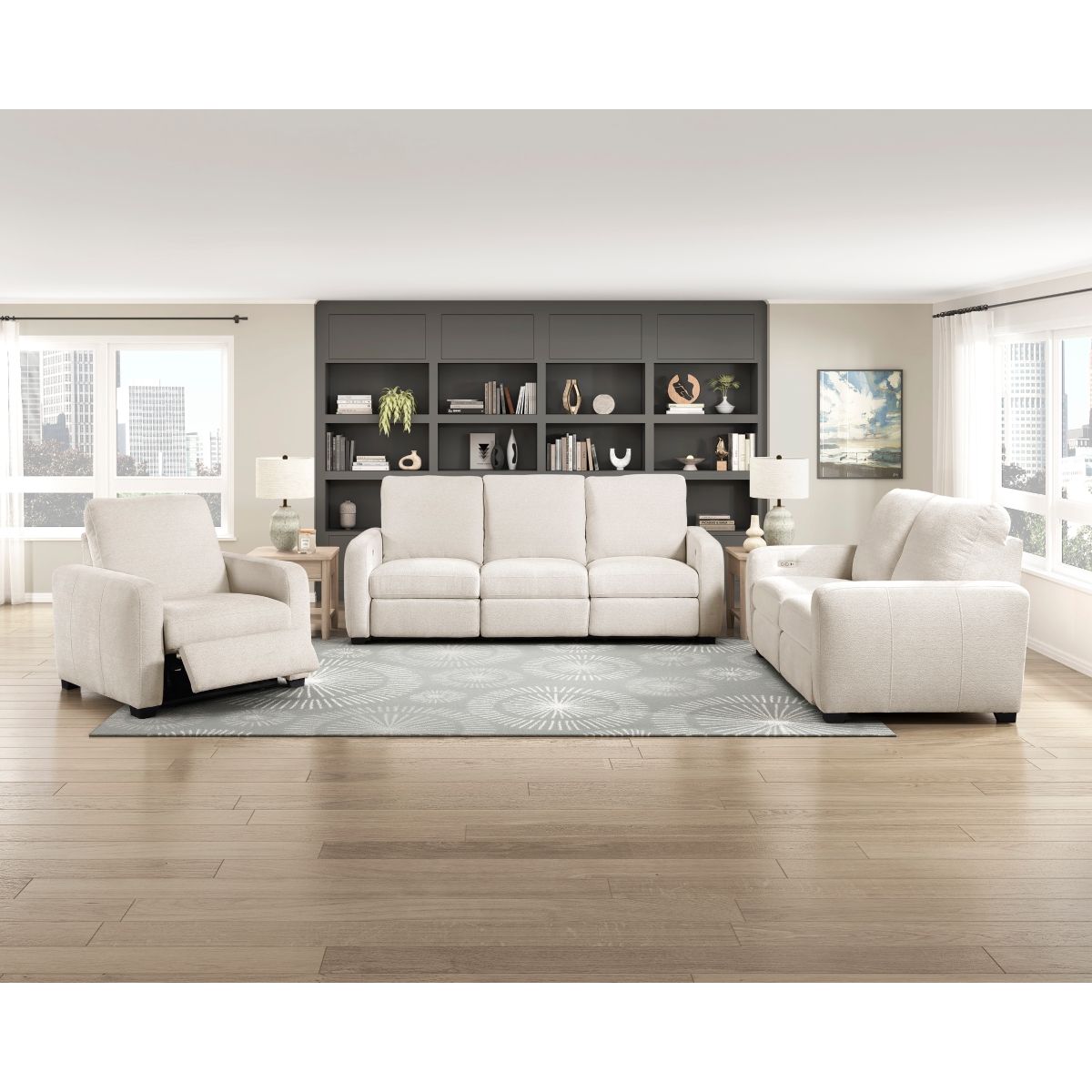 Vera - Power Double Reclining Loveseat With USB Charging Ports - Beige