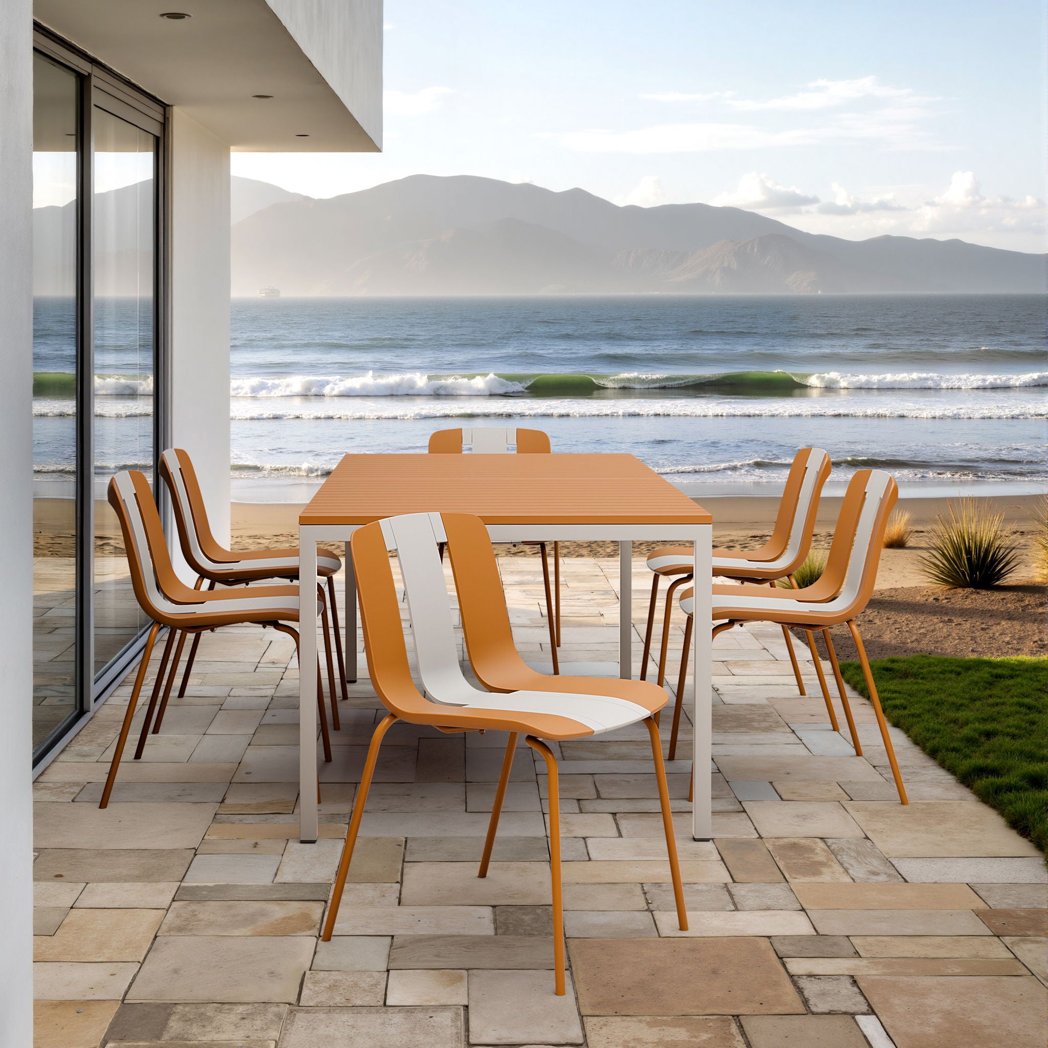 Modern Striped Blocking Single Chairs, Waterproof And Fade Resistant (Set of 4)