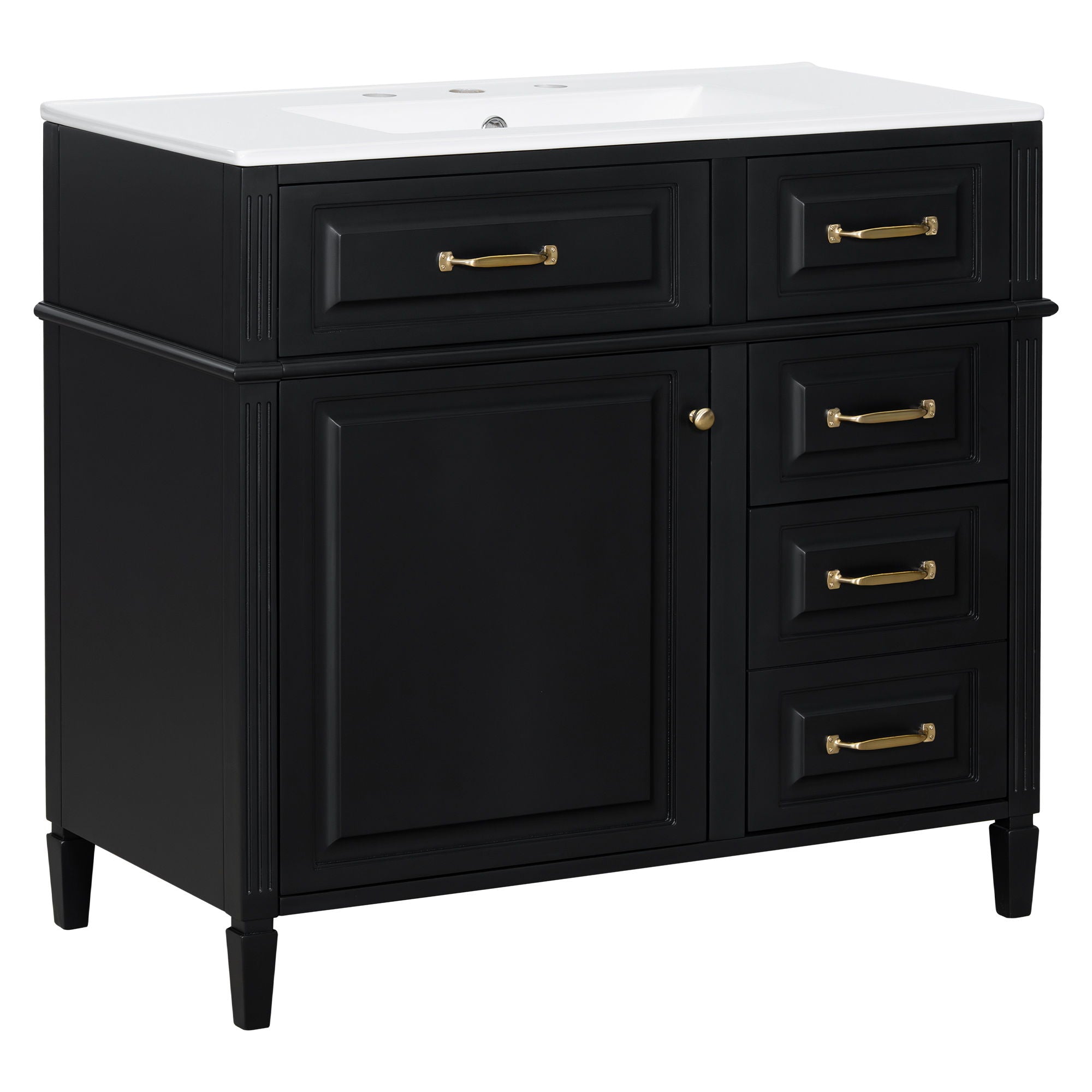Modern Bathroom Vanity With Sink Top, Flip Drawer Design