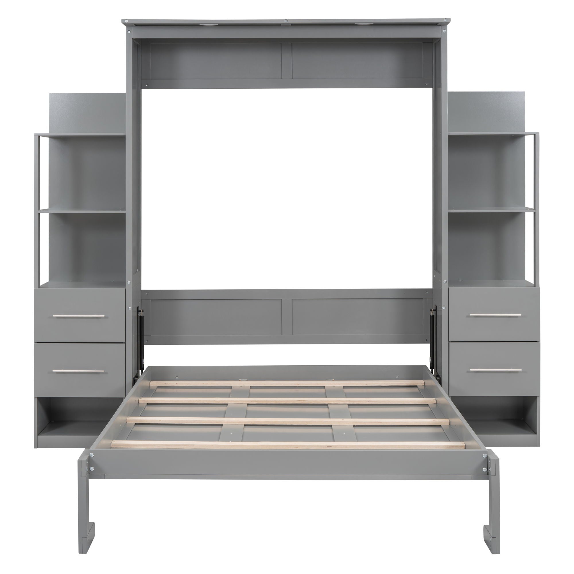 Murphy Wall Bed With LED Lights, Shelves And Drawers