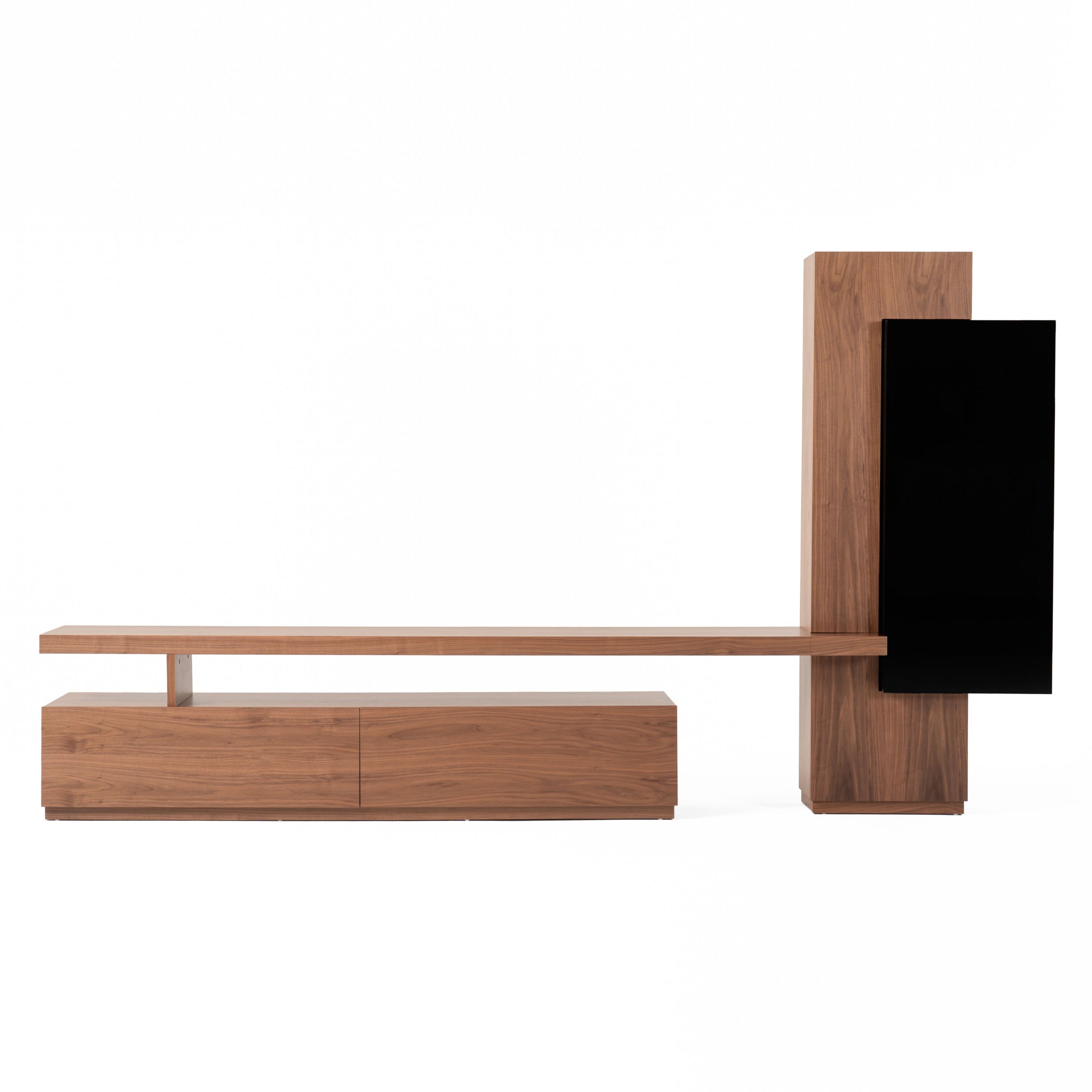 Modrest Bashia - Contemporary Walnut + Black Entertainment Center