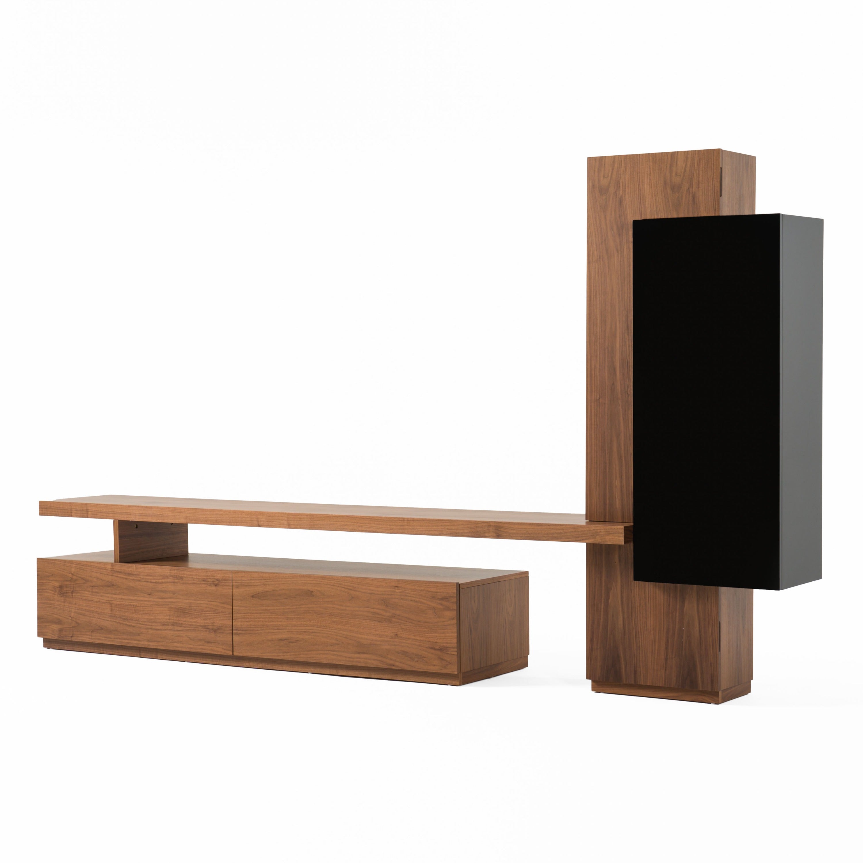 Modrest Bashia - Contemporary Walnut + Black Entertainment Center