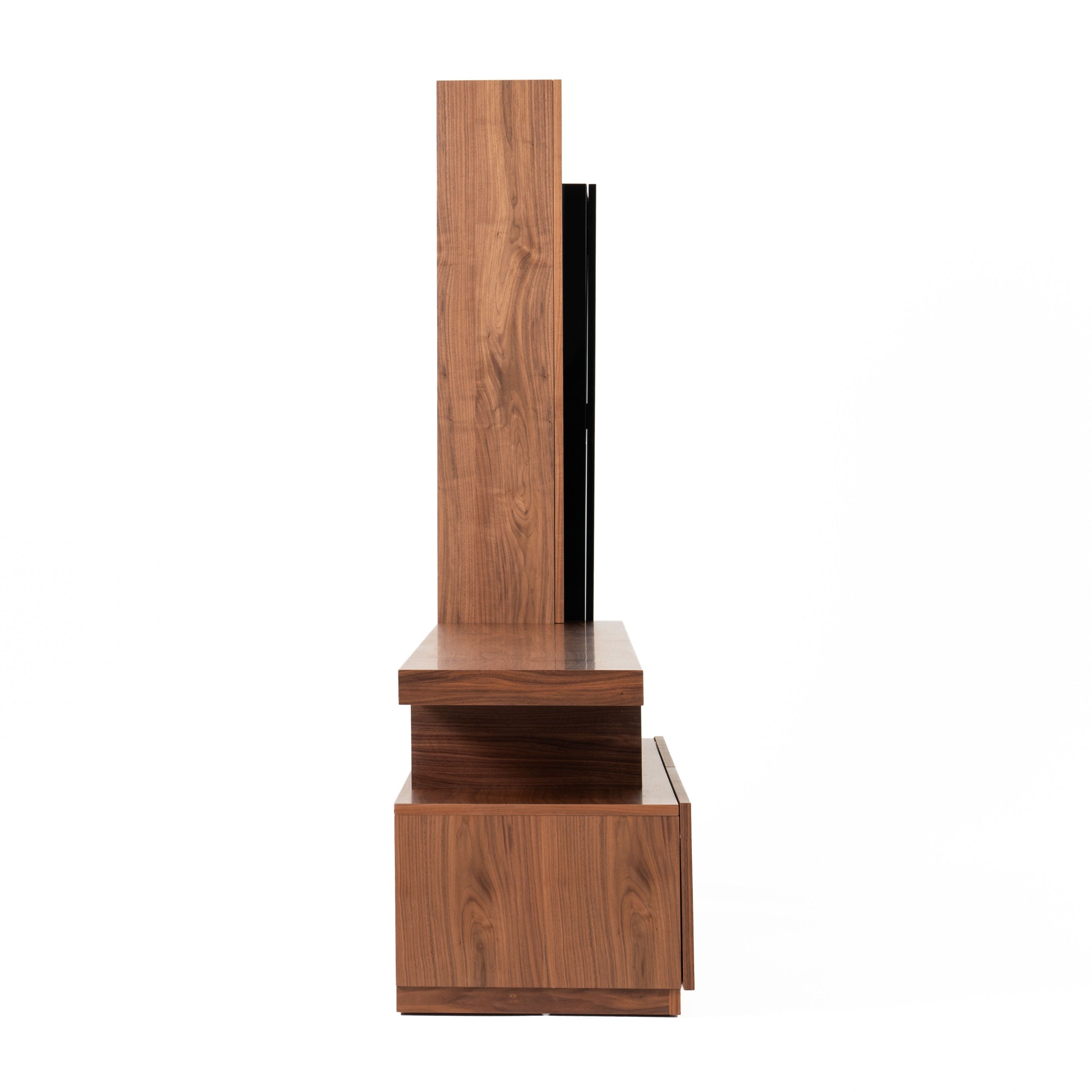 Modrest Bashia - Contemporary Walnut + Black Entertainment Center