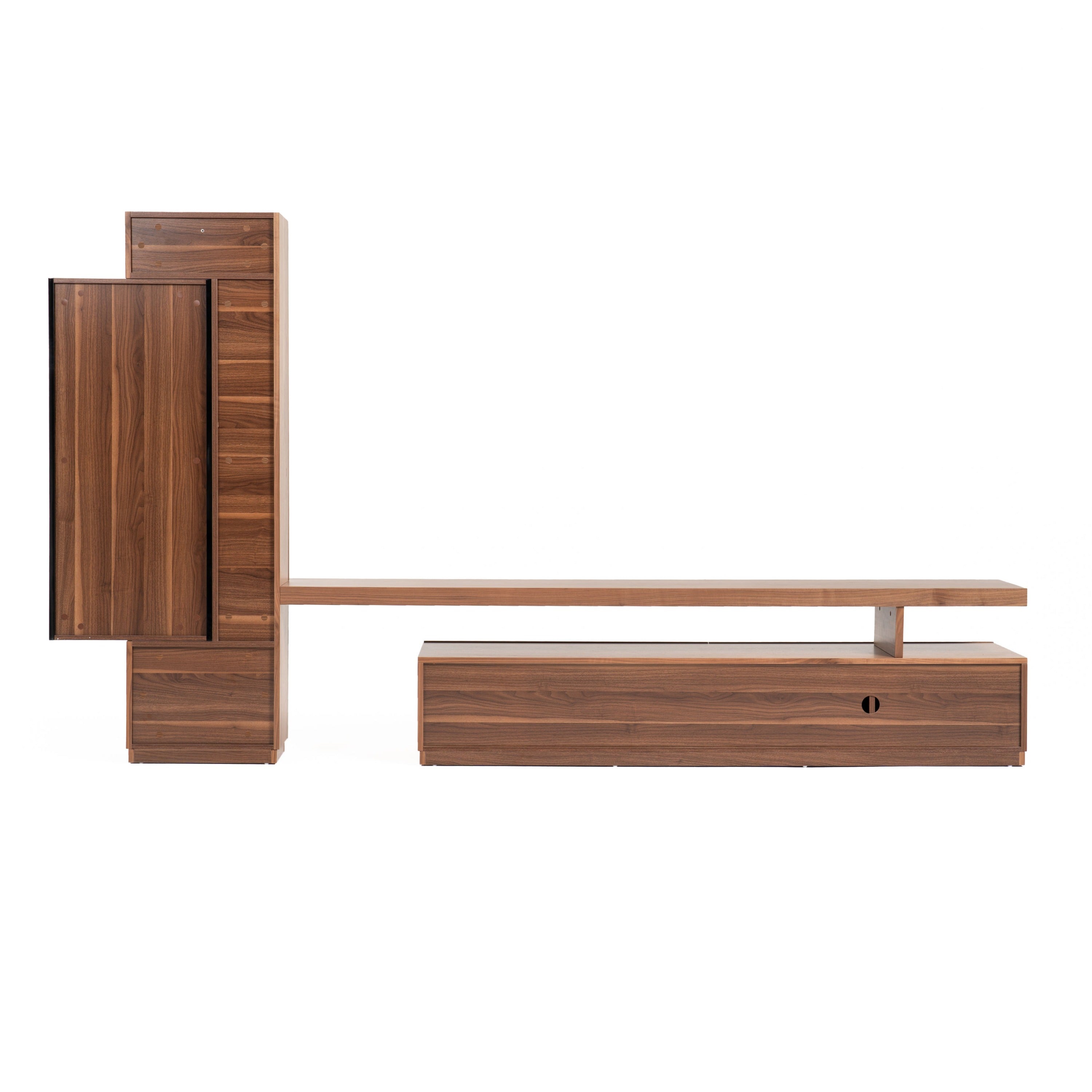 Modrest Bashia - Contemporary Walnut + Black Entertainment Center