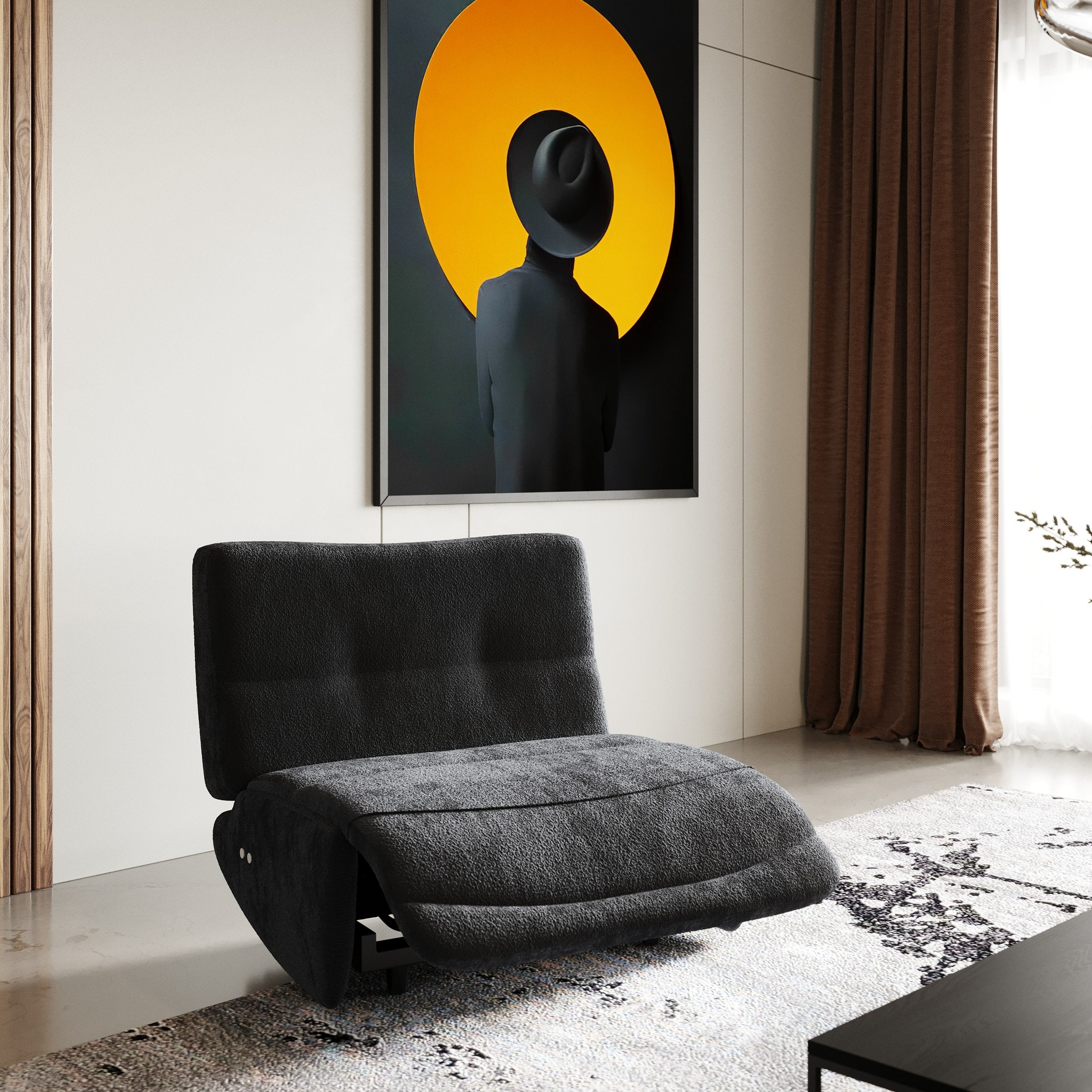 Divani Casa Basil - Modern Dark Grey Fabric Small Electric Recliner Chair