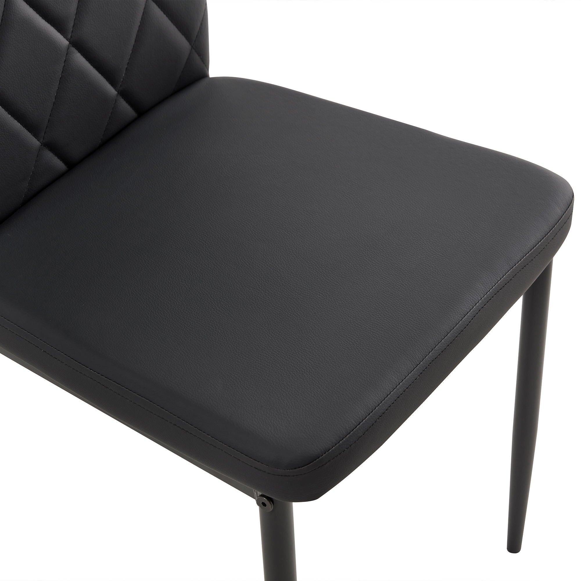 Modern 5 Piece Dining Table Set With Glass Top And Chairs - Black
