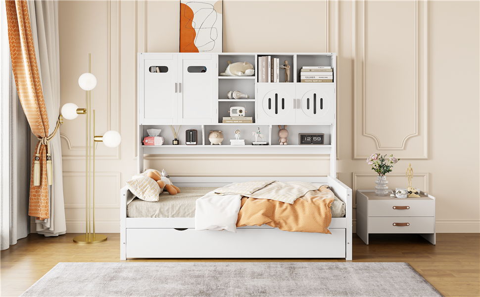 Daybed & All-In-One Cabinet And Shelf