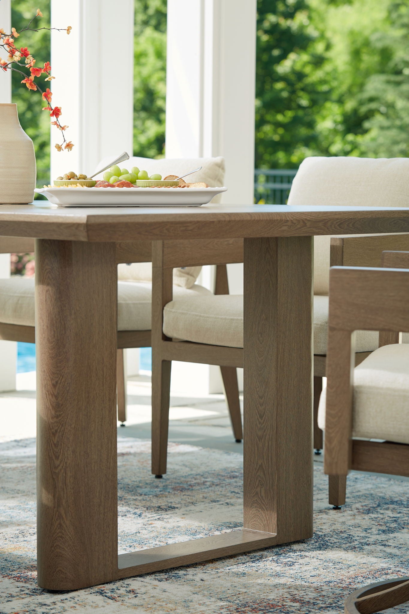 Serene Bay - Rectangular Dining Table With Umbrella Option - Dark Brown
