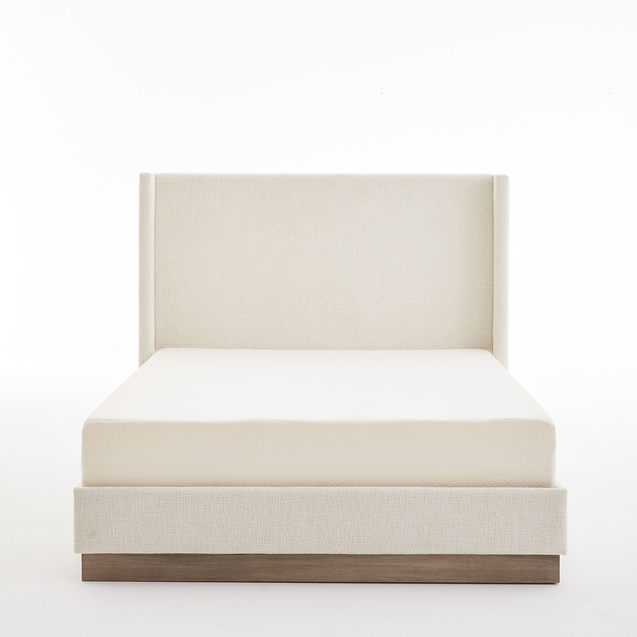 Hosford - Minimalist Upholstered Wingback Bed With Wood Base Platform