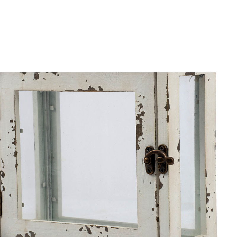 Wooden Candle Lantern Decorative, Hurricane Lantern Holder Decor For Indoor Outdoor, Home Garden Wedding - White