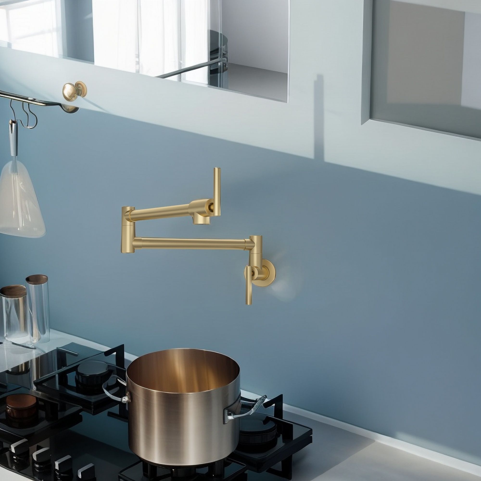 Modern Design Wall Mount Pot Filler Faucet Folding Stretchable