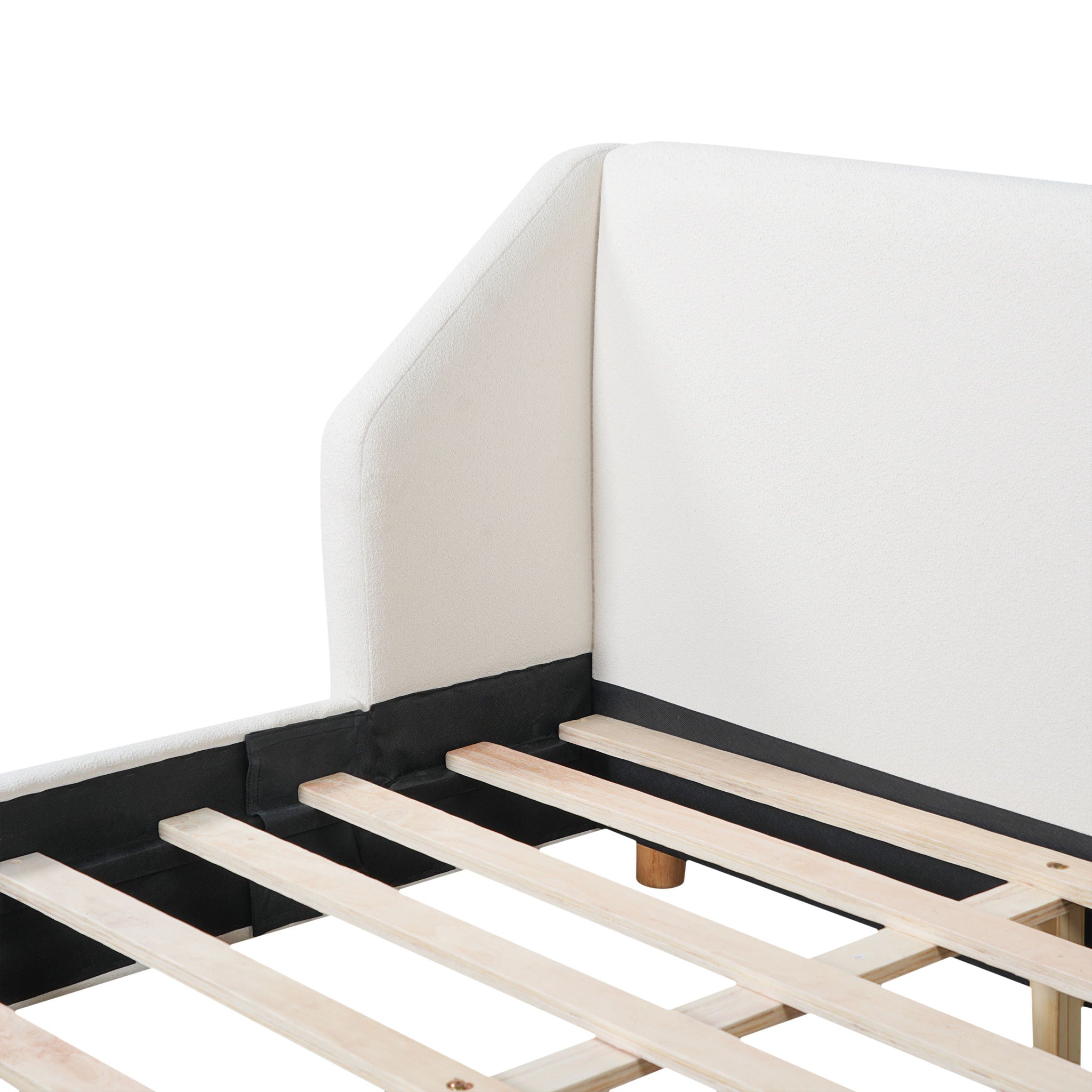 Modern Upholstered Bed Frame With Wingback Headboard