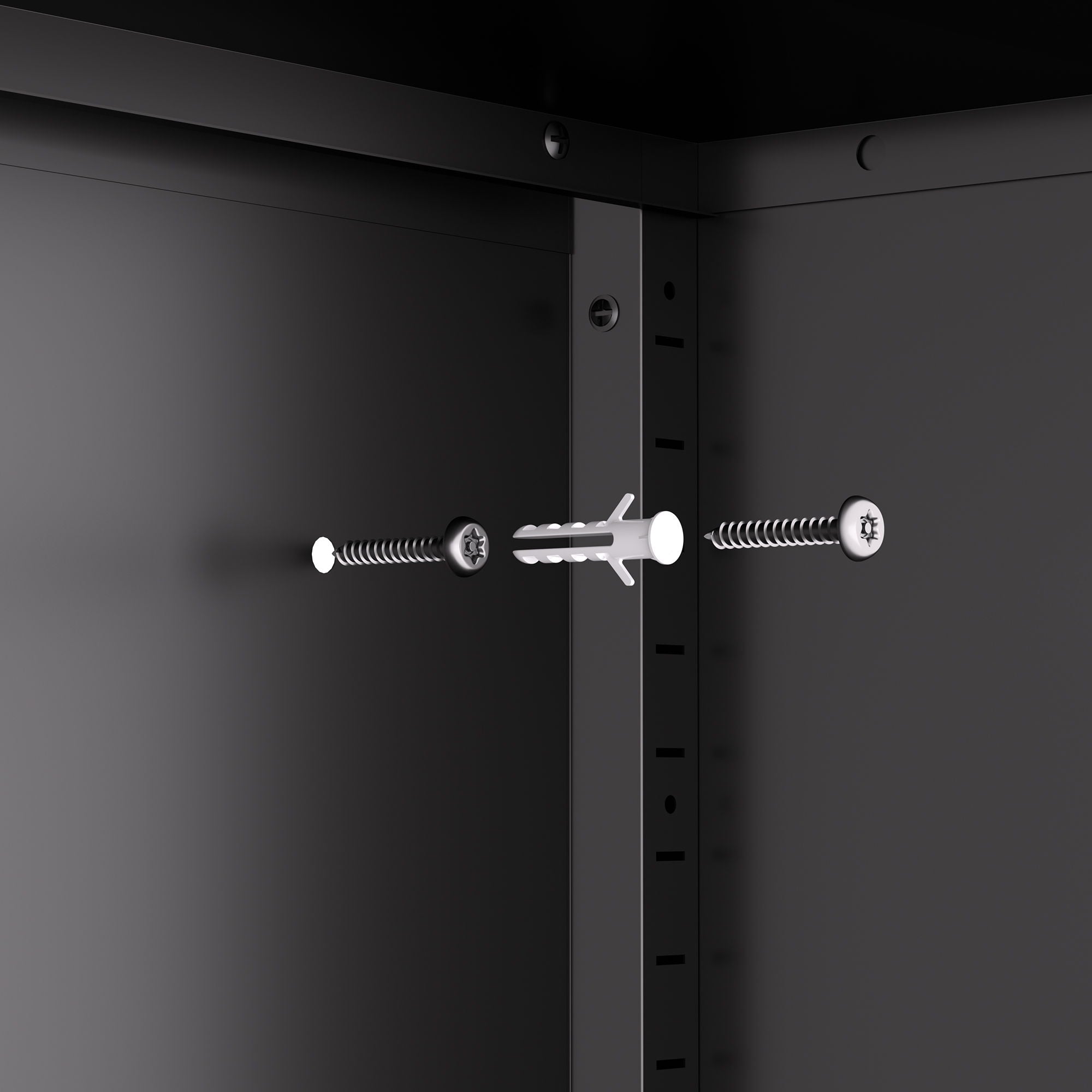 Heavy Duty Storage Cabinet With Lock, 2 Door File Cabinet With 2 Adjustable Shelves - Black