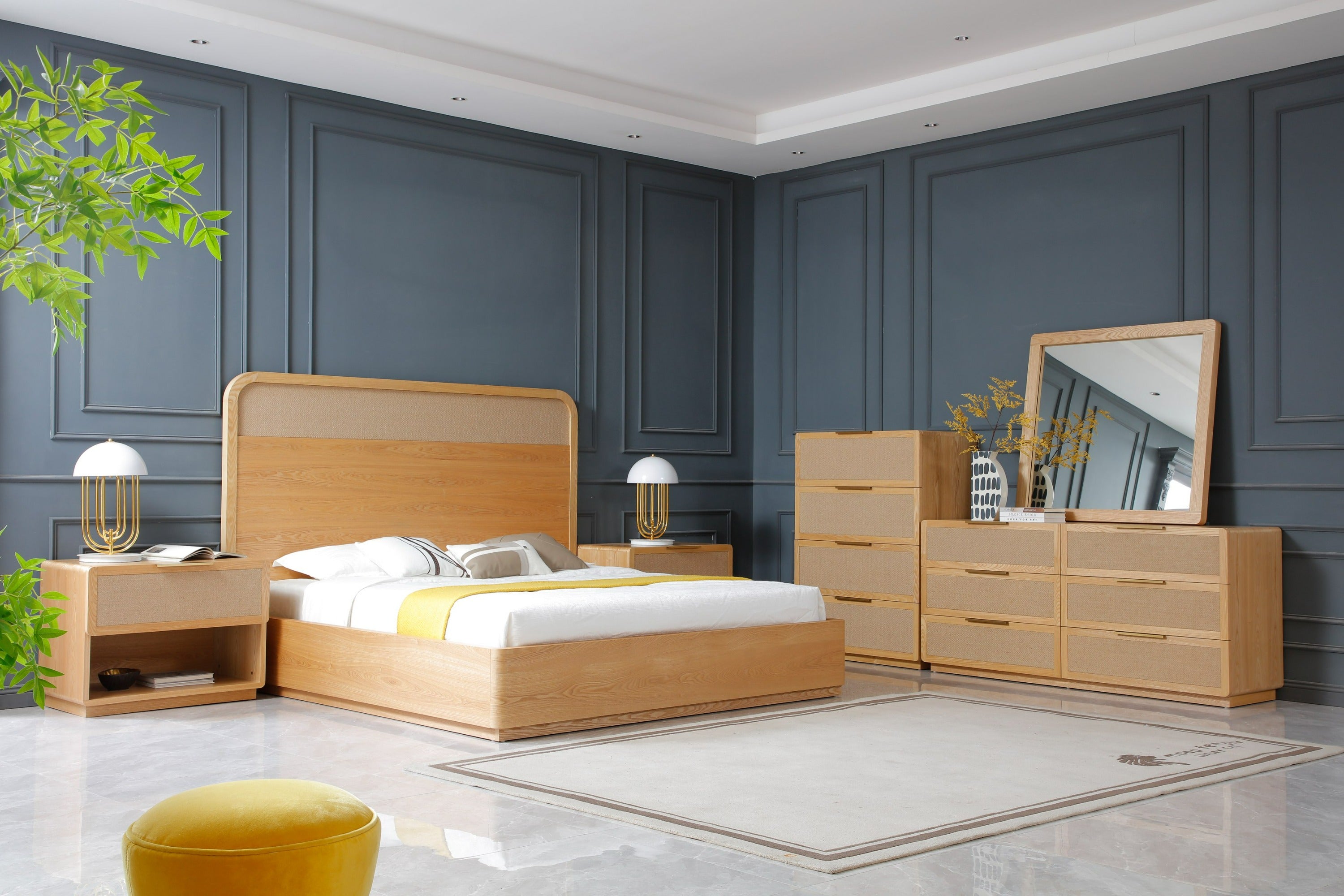 Modrest Gavin - Modern Natural Ash + Rattan Bed