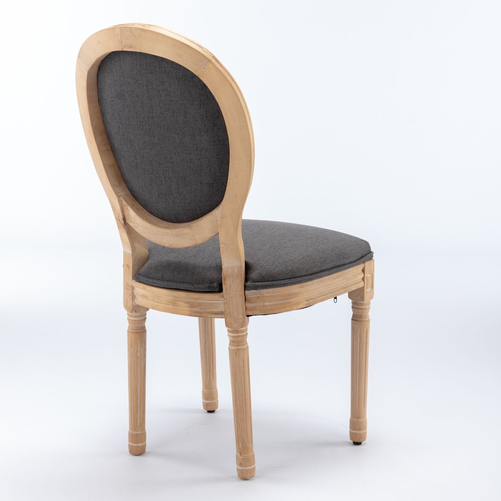 French Style Solid Wood Frame Antique Painting Fabric Back Dining Chair (Set of 2)