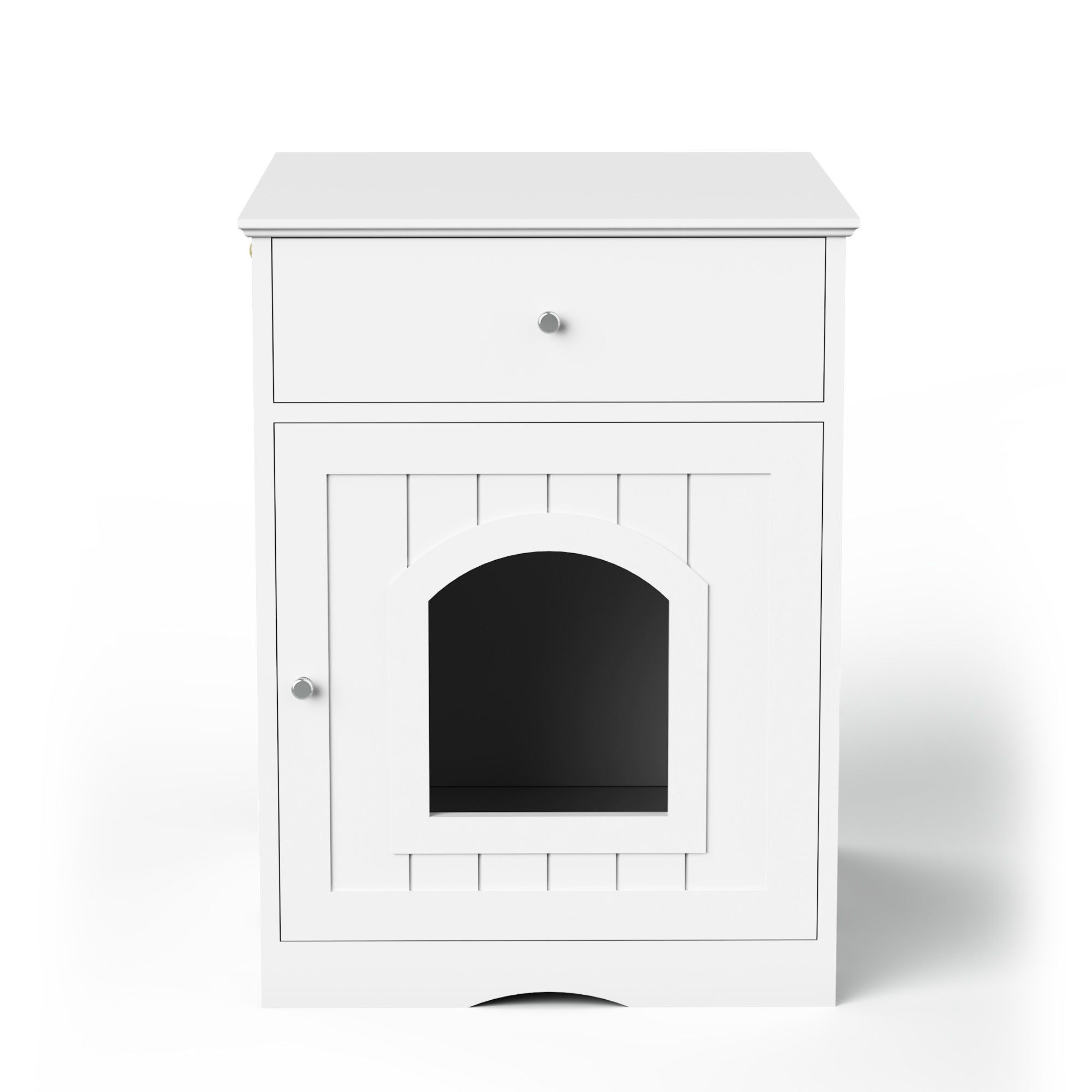 Pet House Cat Litter Box Enclosure With Drawer, Side Table