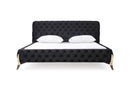 Modrest Legend Modern Black Velvet & Gold Bed
