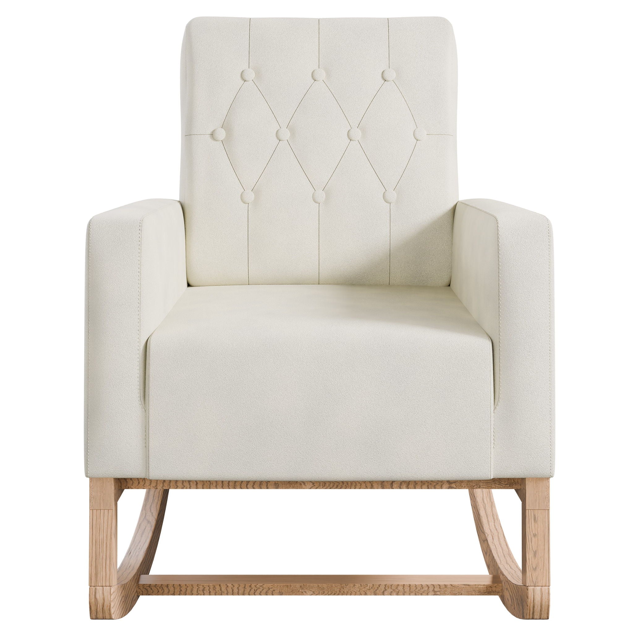 Rocker Chair With Tufted Back - Beige / Ivory