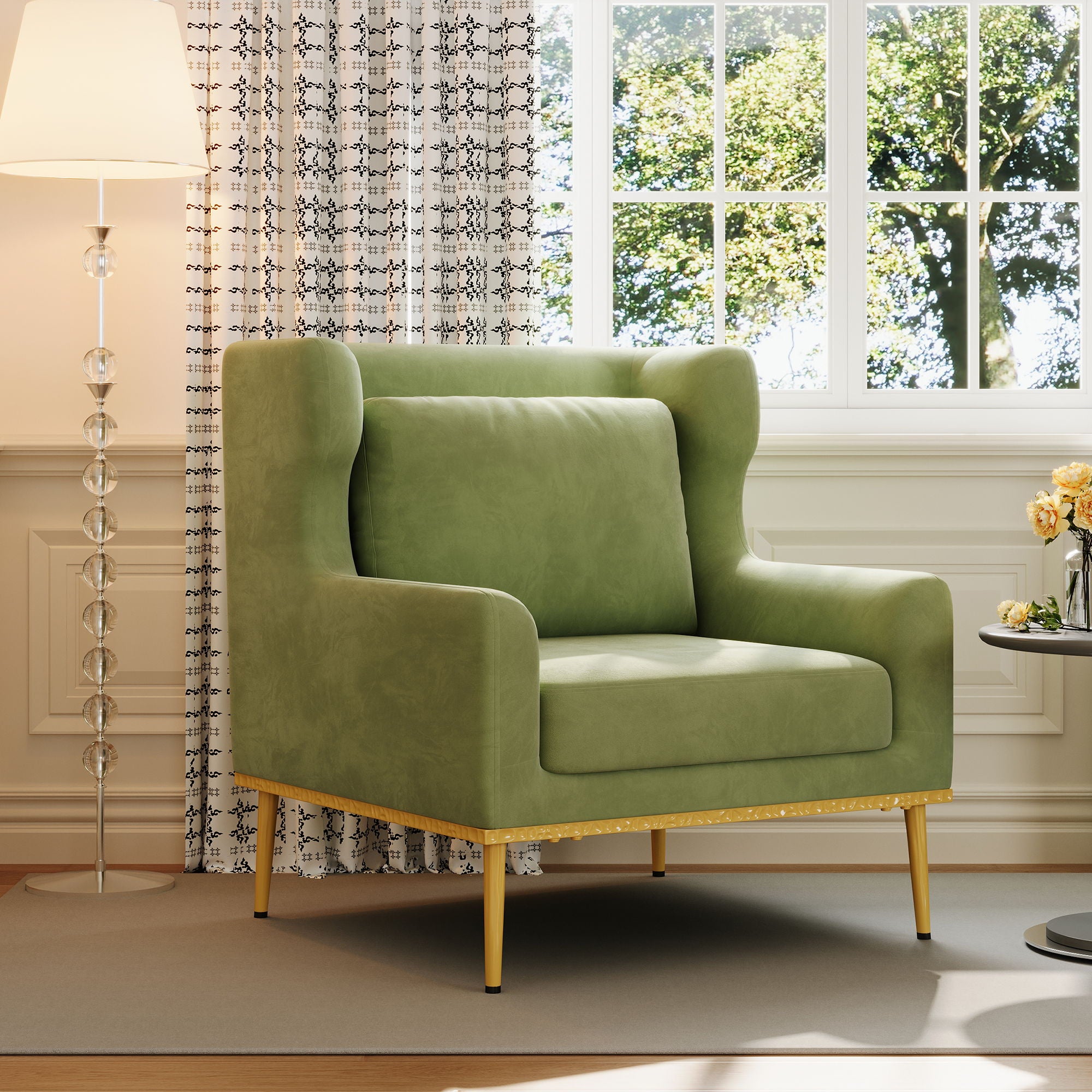 Elegant Curved Armrest Accent Armchair