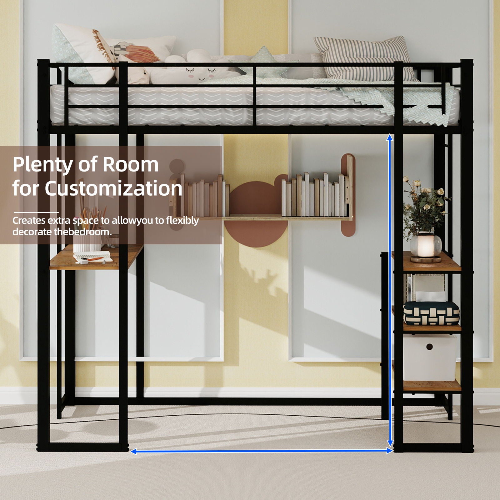 Bunk Bed With L-Shaped Desk And Dual Side Stairs