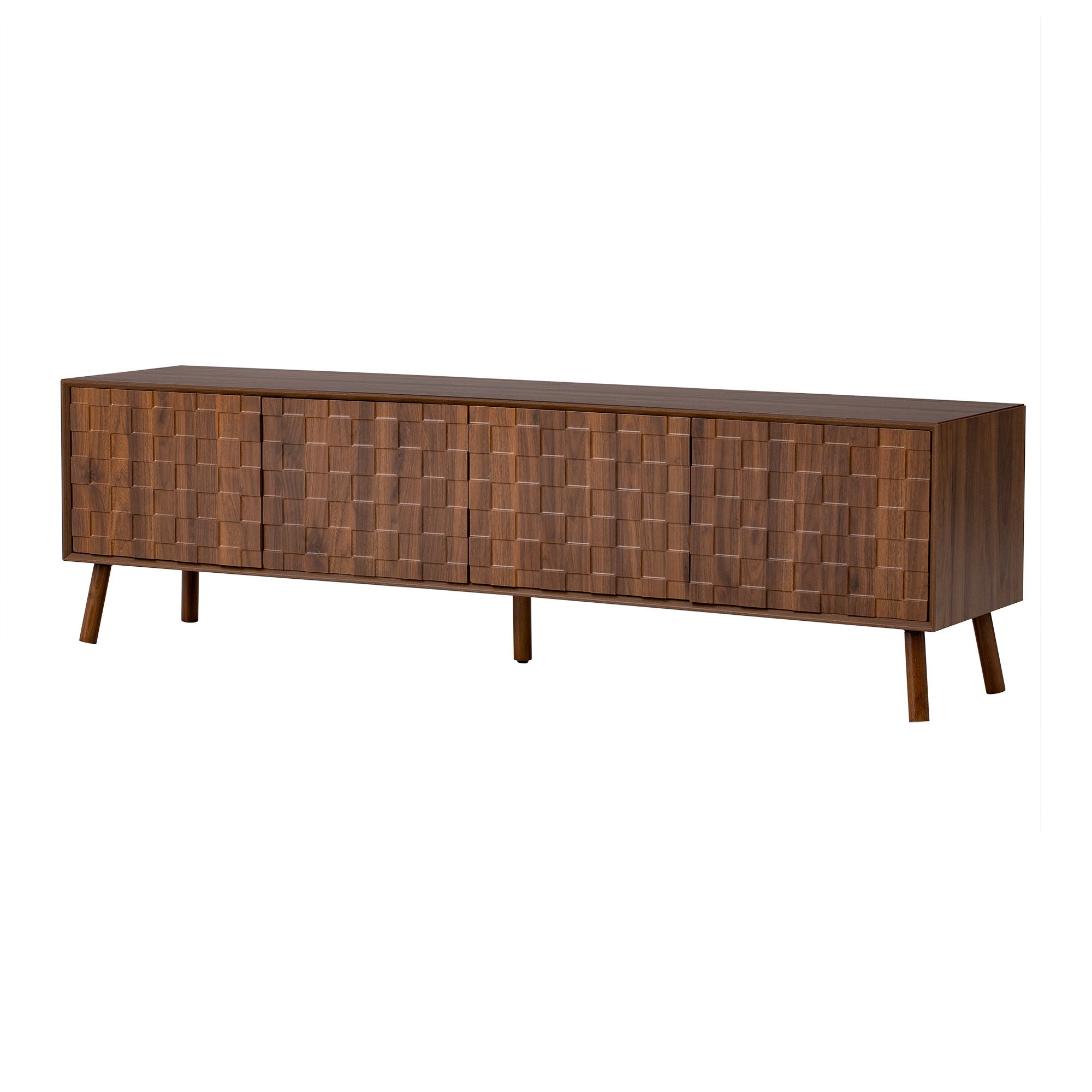 TV Stand With Soft Closing Hinges And Cable Management - Walnut