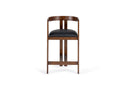 Modrest Belton - Modern Black Vegan Leather + Brown Oak Counter Chair