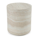 Modrest Benji - Modern Faux Travertine Round End Table