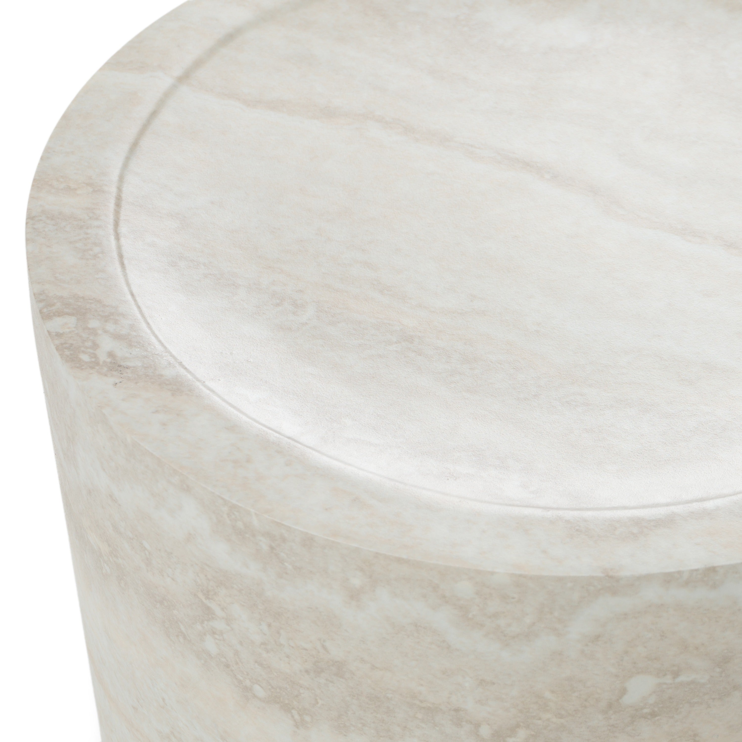 Modrest Benji - Modern Faux Travertine Round End Table