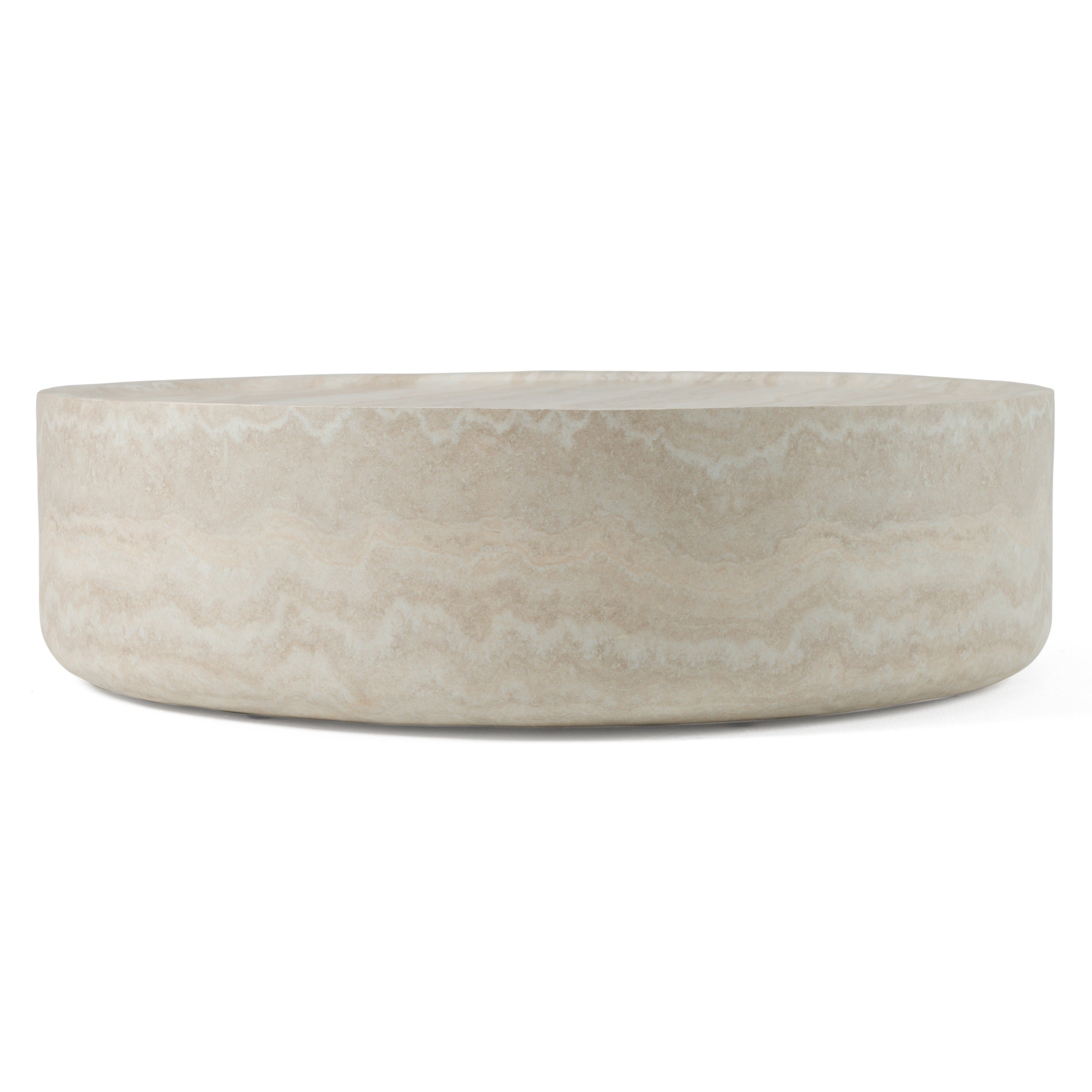 Modrest Benji - Modern Faux Travertine Round Large Coffee Table