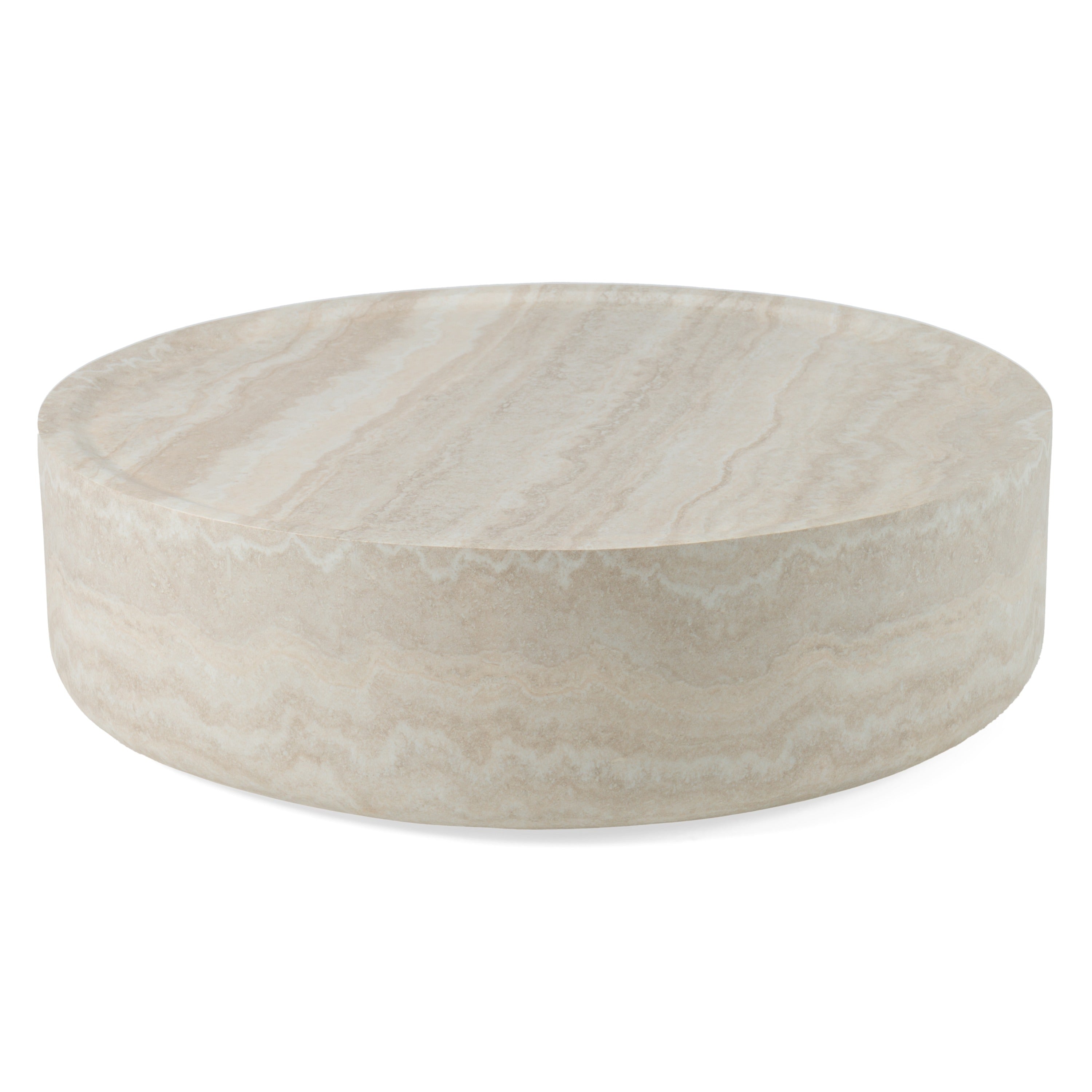 Modrest Benji - Modern Faux Travertine Round Small Coffee Table