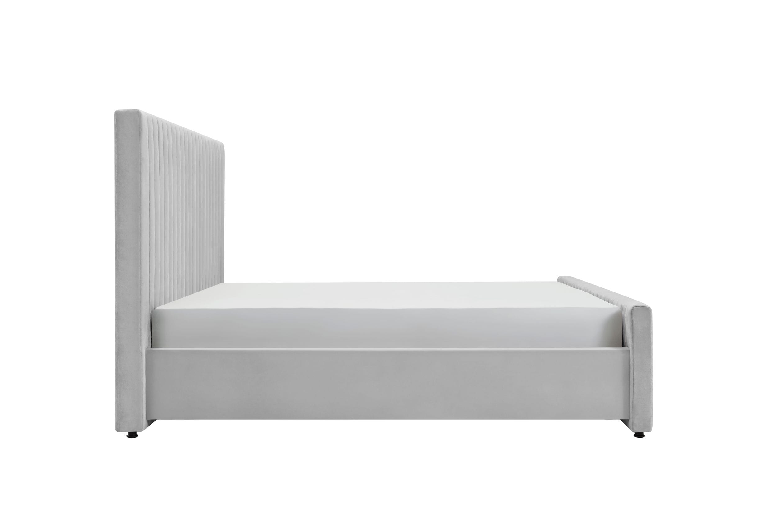 Eastern King Modrest Beverly - Modern Grey Velvet Bed