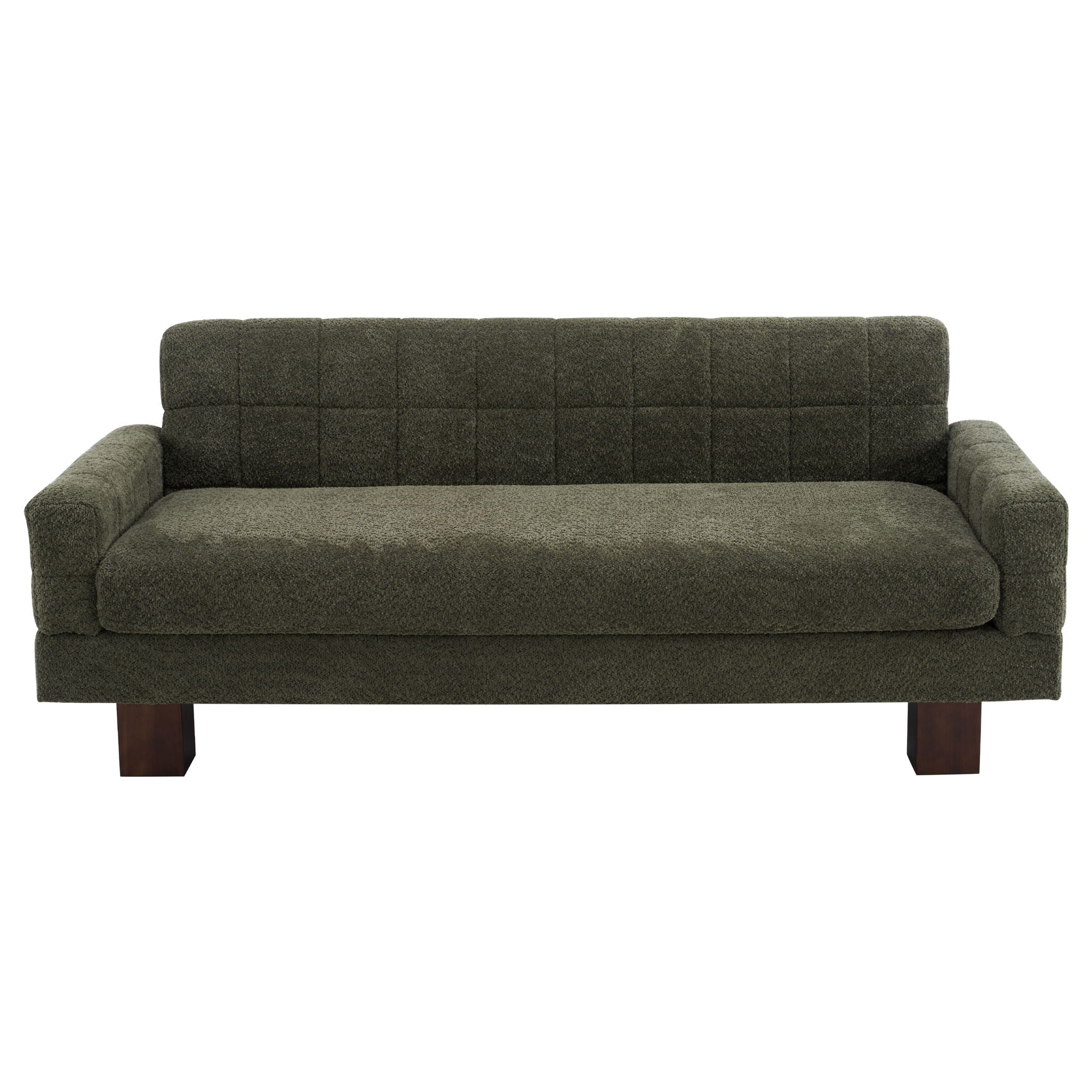 Modern Loveseat Sofa, 2 Seater With Square Arms For Living Room