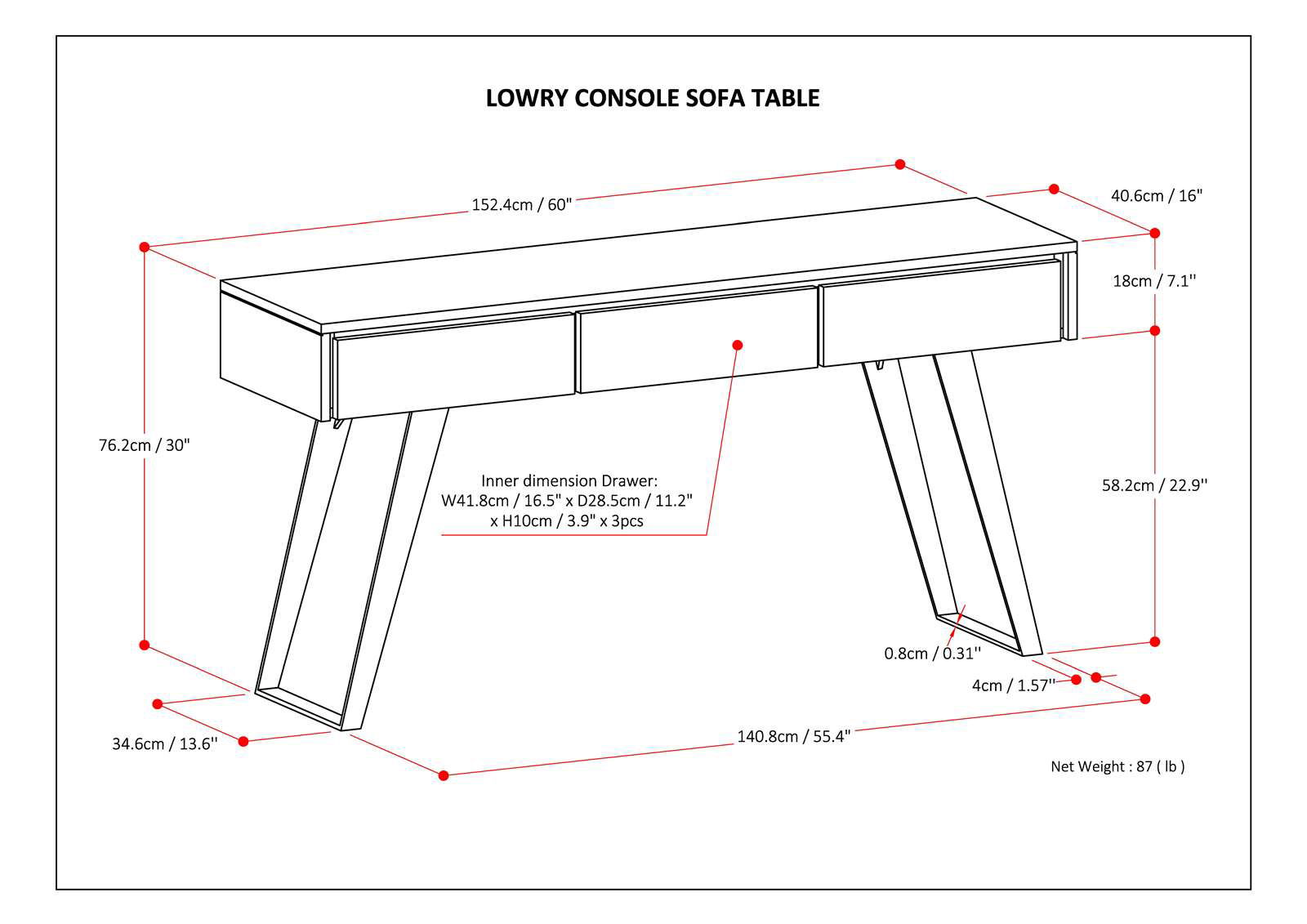 Lowry - Handcrafted Console Sofa Table