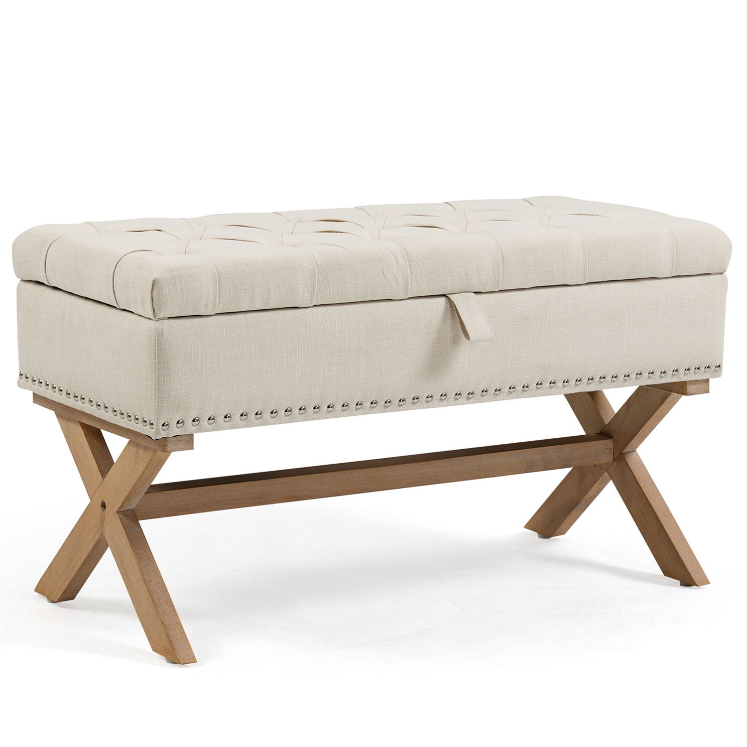 Storage Ottoman, Button-Tufted Ottoman Storage Bench, Ottoman With Storage