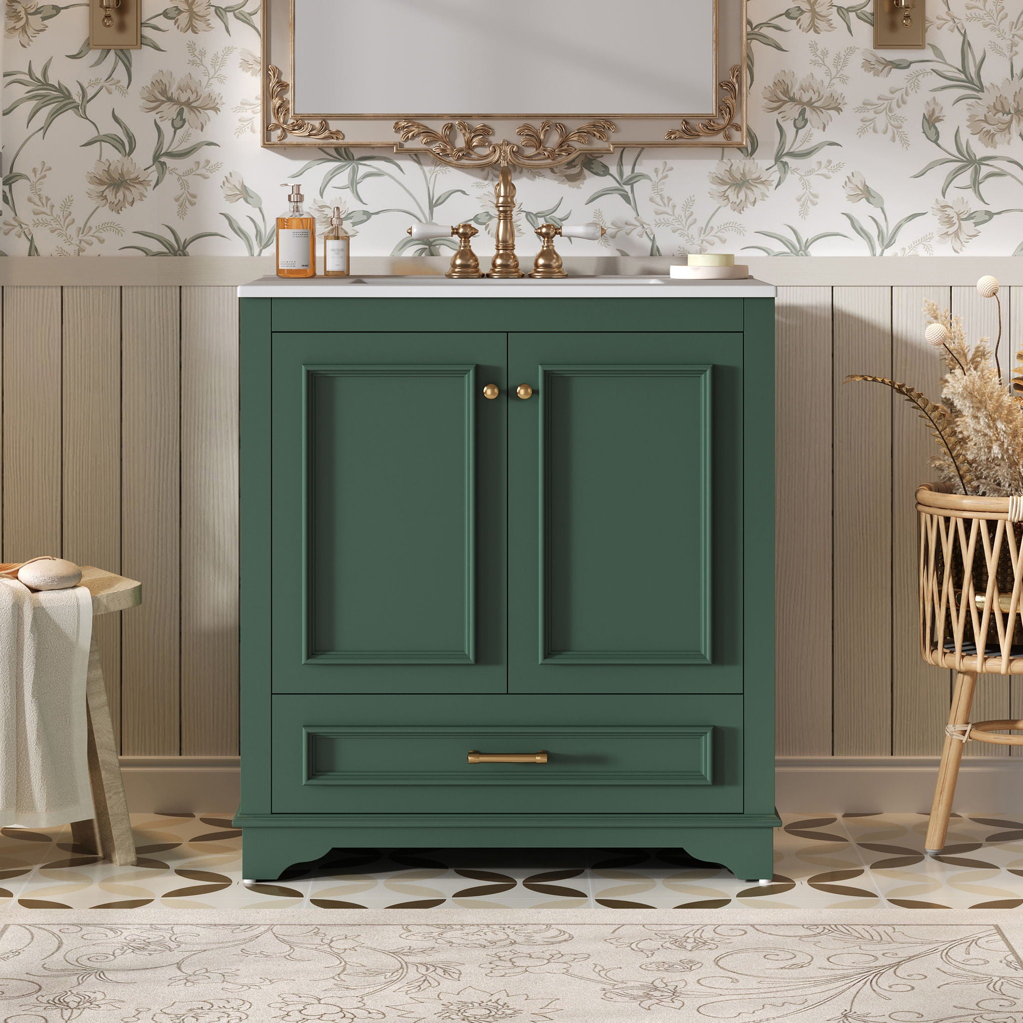 Bathroom Vanity With Sink, Cabinet & 2 Soft Closing Doors & Adjustable Shelf