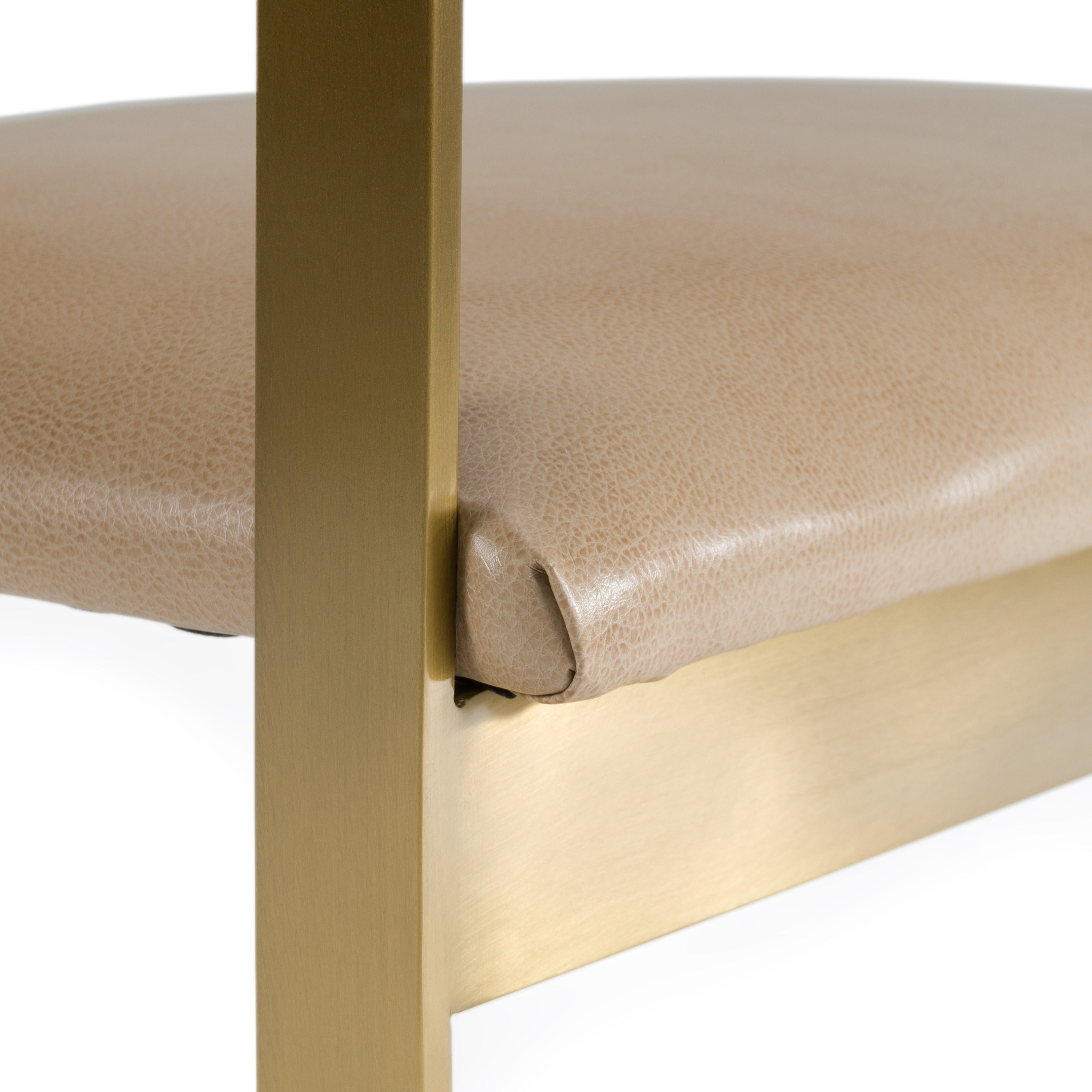 Modrest Boswell - Modern Brown Faux Leather + Gold Dining Chair