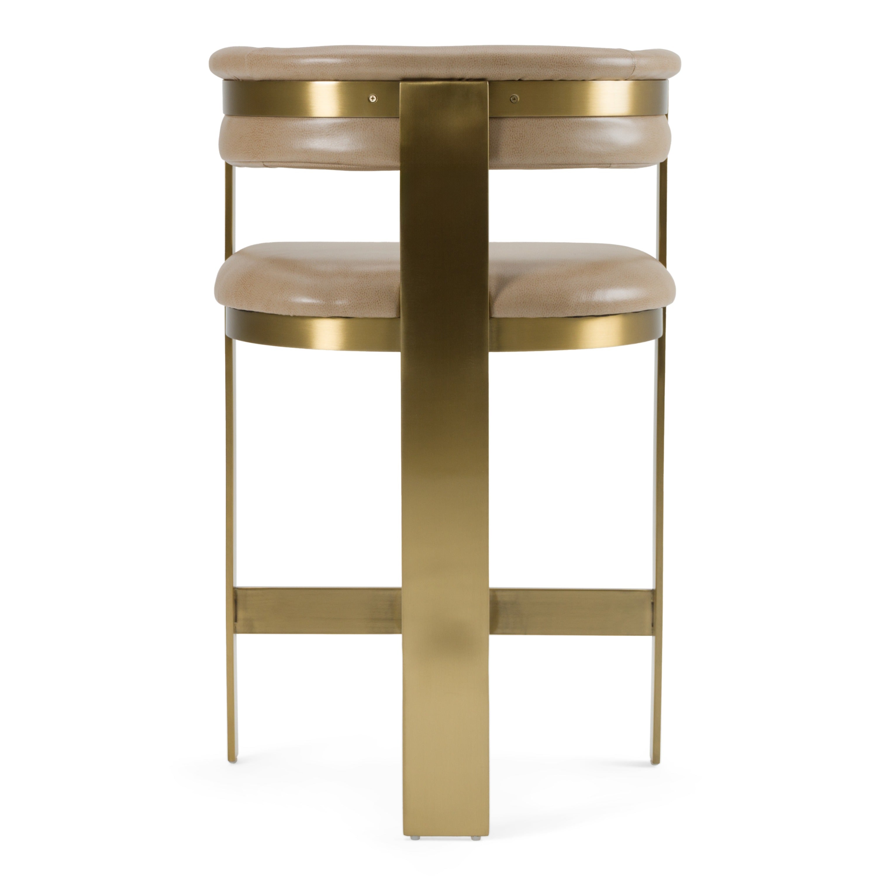Modrest Boswell - Modern Brown Faux Leather + Gold Counter Chair