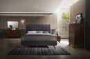 Modrest Addison Mid-Century Modern Grey Fabric & Walnut Bed