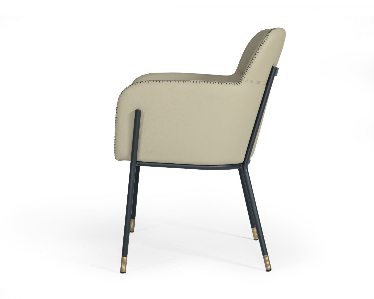 Modrest Brady - Modern Black Metal + Greige Vegan Leather Dining Chair