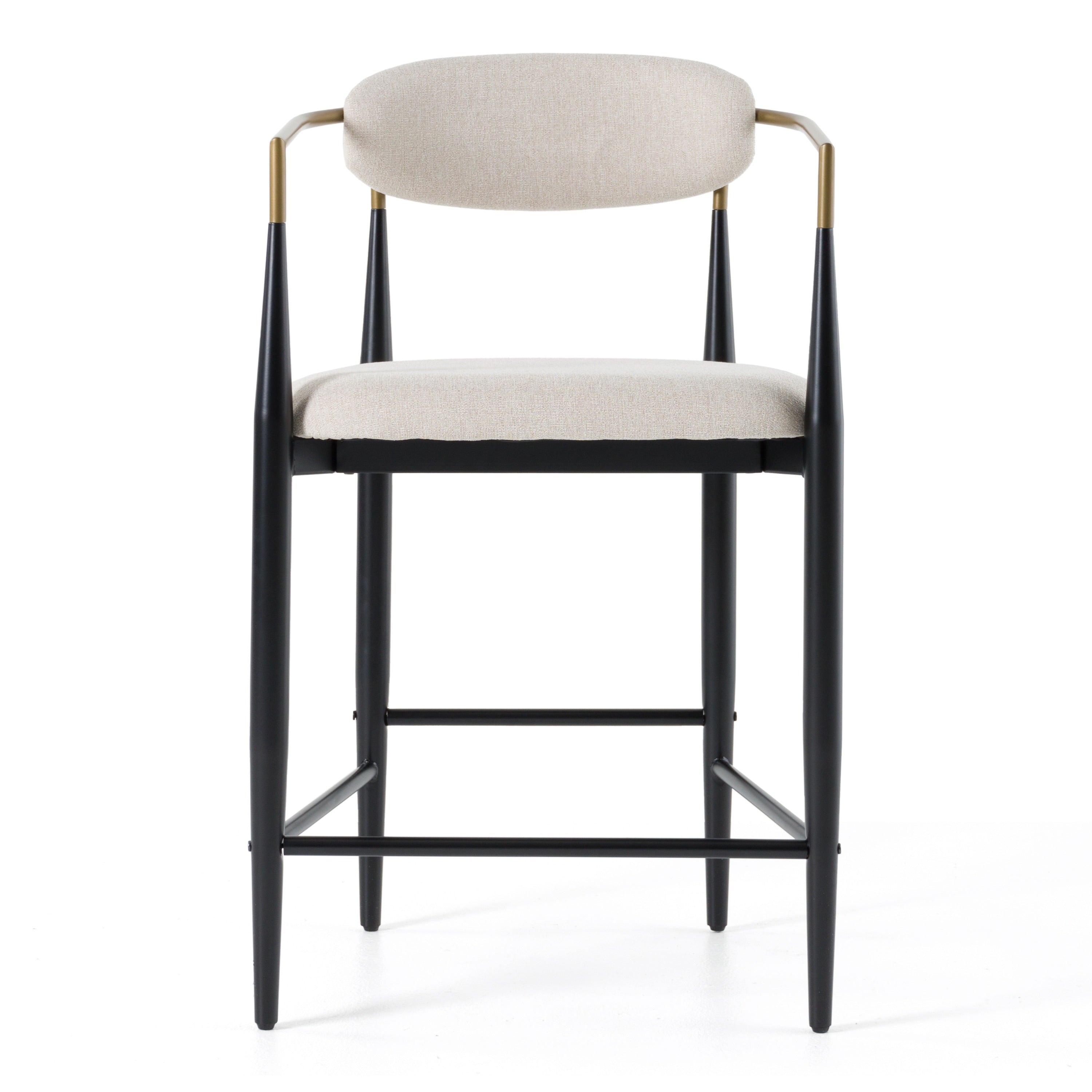 Modrest Buchtel - Mid-Century Modern Light Grey + Gold Arm + Black Counter Chair