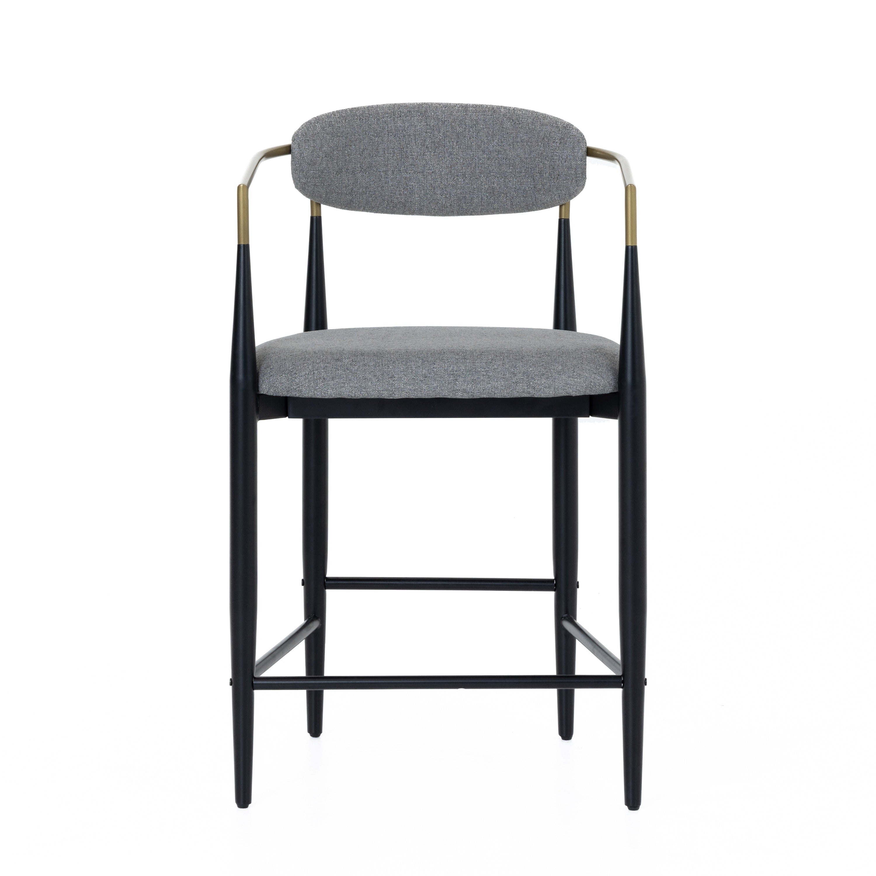 Modrest Buchtel - Mid-Century Modern Medium Grey + Gold Arm + Black Counter Chair