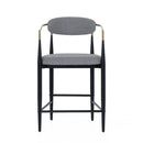 Modrest Buchtel - Mid-Century Modern Medium Grey + Gold Arm + Black Counter Chair