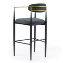 Modrest Buchtel - Mid-Century Modern Dark Grey + Gold Arm + Black Bar Chair