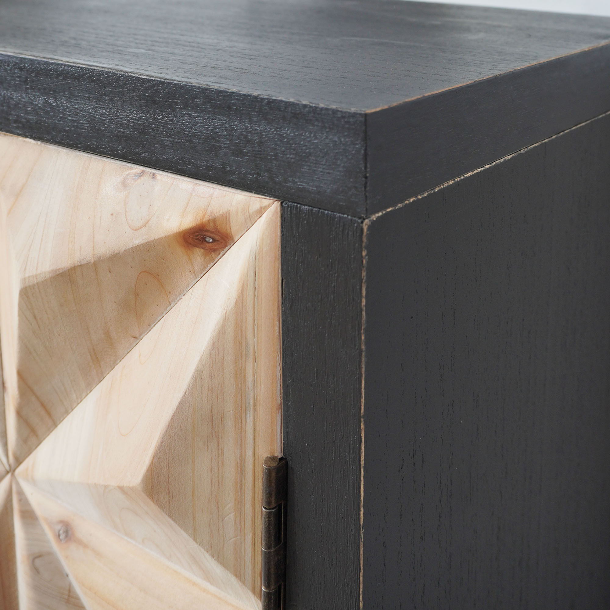2 Door Accent Storage Cabinet With Diamond Handle - Black / Natural