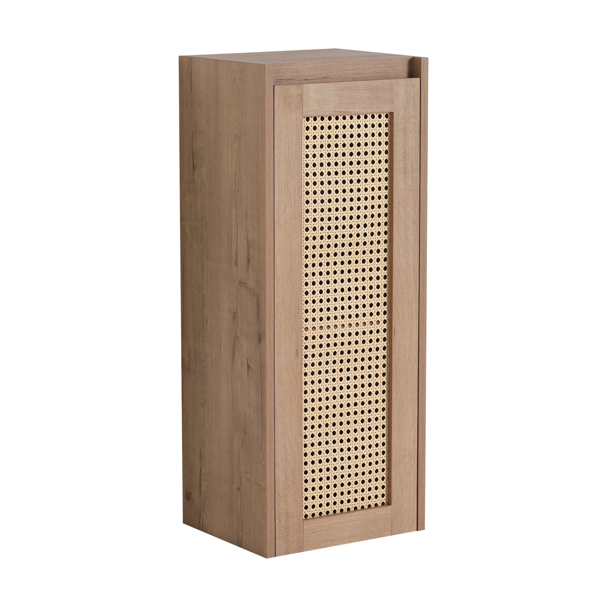 Contemporary Wall Mounted Bathroom Vanity With Resin Sink And 2 Side Cabinet - Imitative Oak