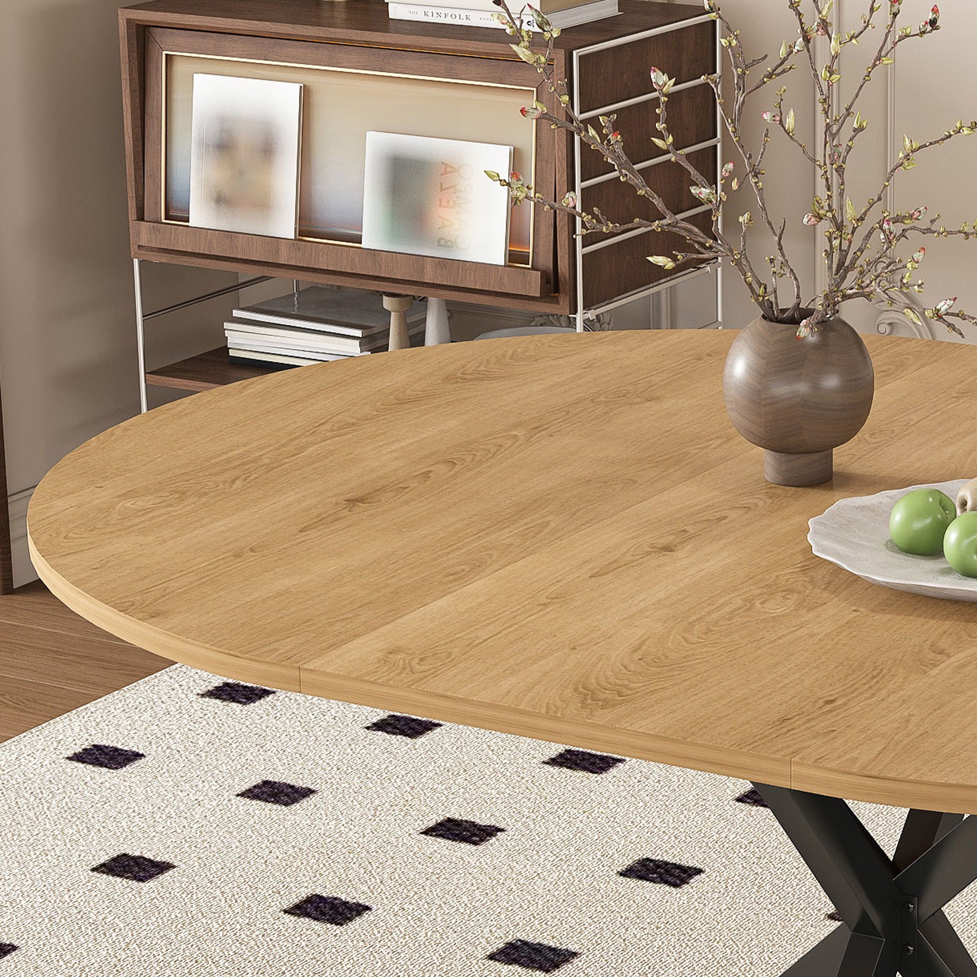 Modern Extendable Round Dining Table Set, Table With Chairs