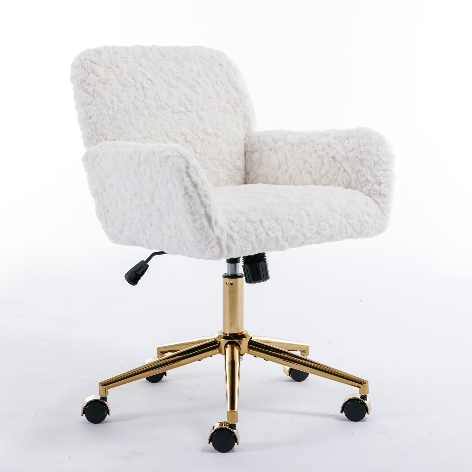 Office Chair, Artificial Rabbit Hair Home Office Chair With Metal Base, Adjustable Desk Chair Swivel Office Chair, Vanity Chair