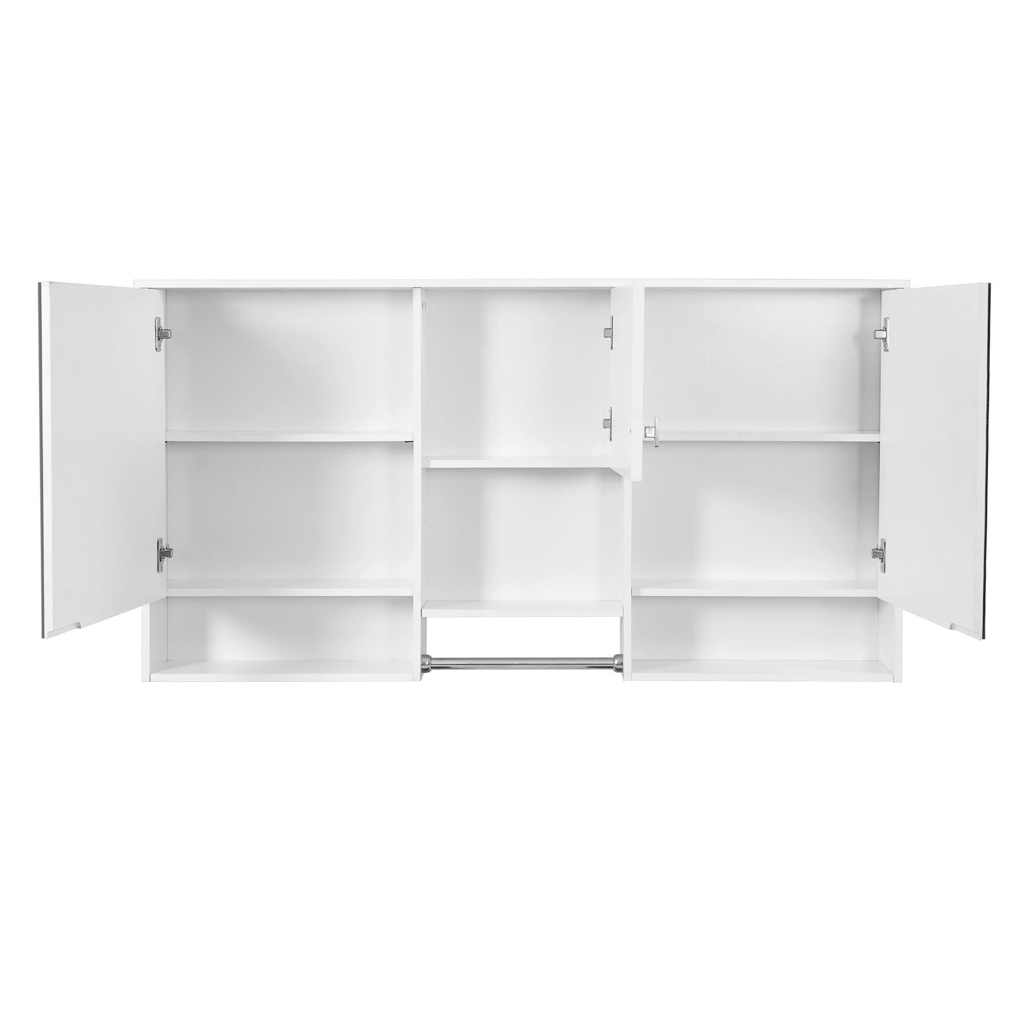 Wall-Mount 3-In-1 Mirror Cabinet With Adjustable Shelf, Soft-Closing Hinges, Rectangular Design - White